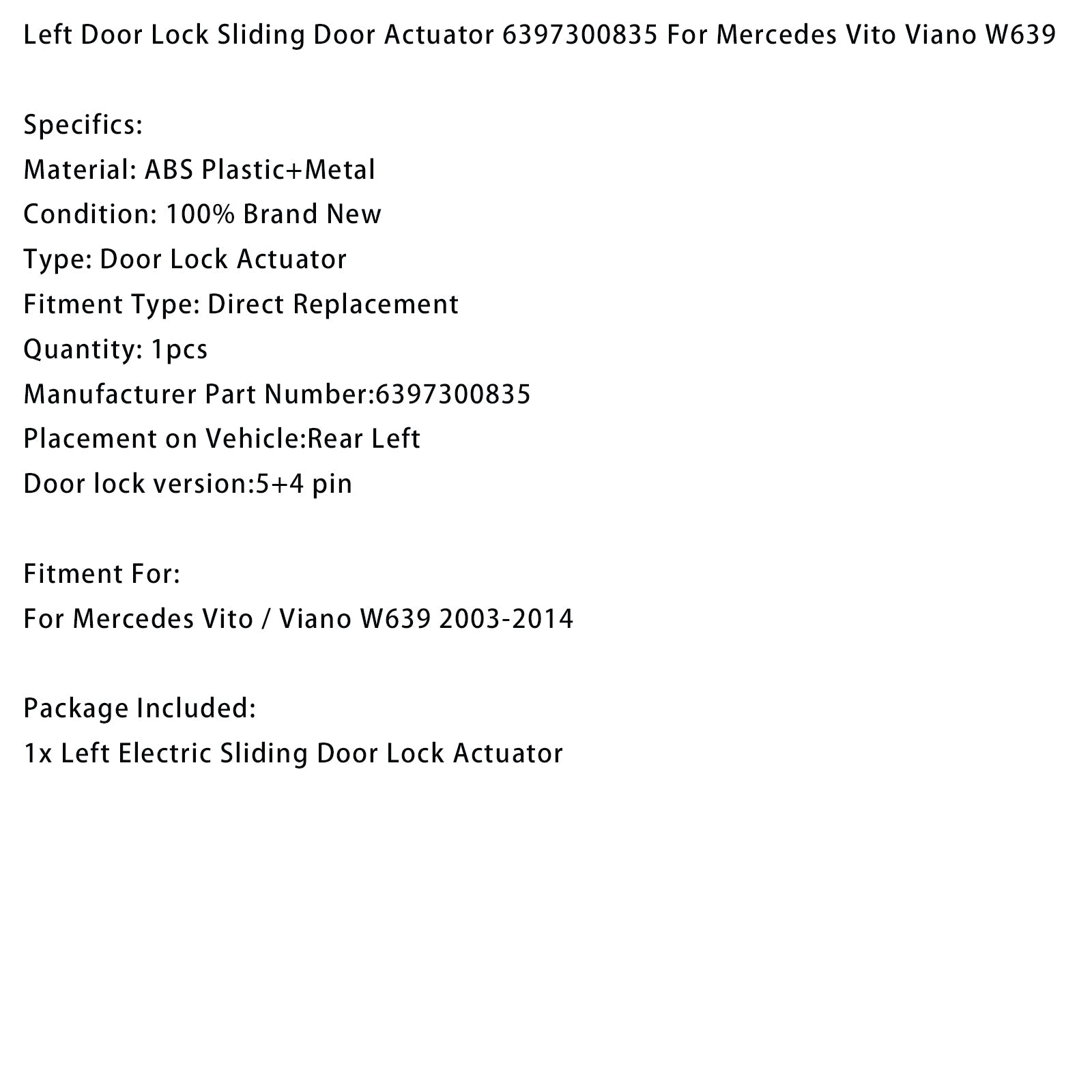 PALASER Left Door Lock Sliding Door Actuator 6397300835 For Mercedes Vito Viano W639 - Image 9