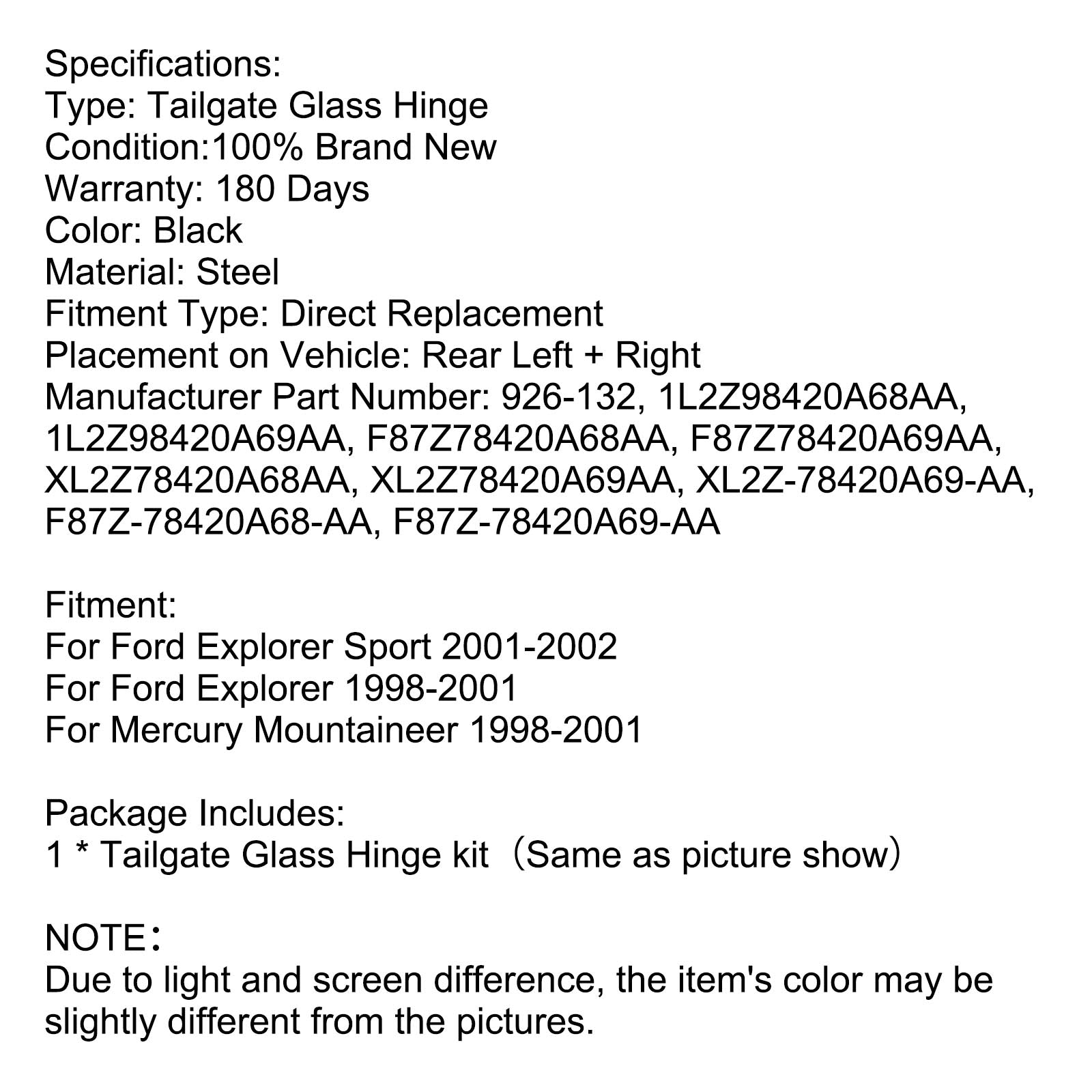 PALASER Ford Explorer Sport 2001-2002 Left & Right Tailgate Glass Hinge 926-132 1L2Z98420A68AA F87Z78420A68AA XL2Z78420A68AA - Image 12