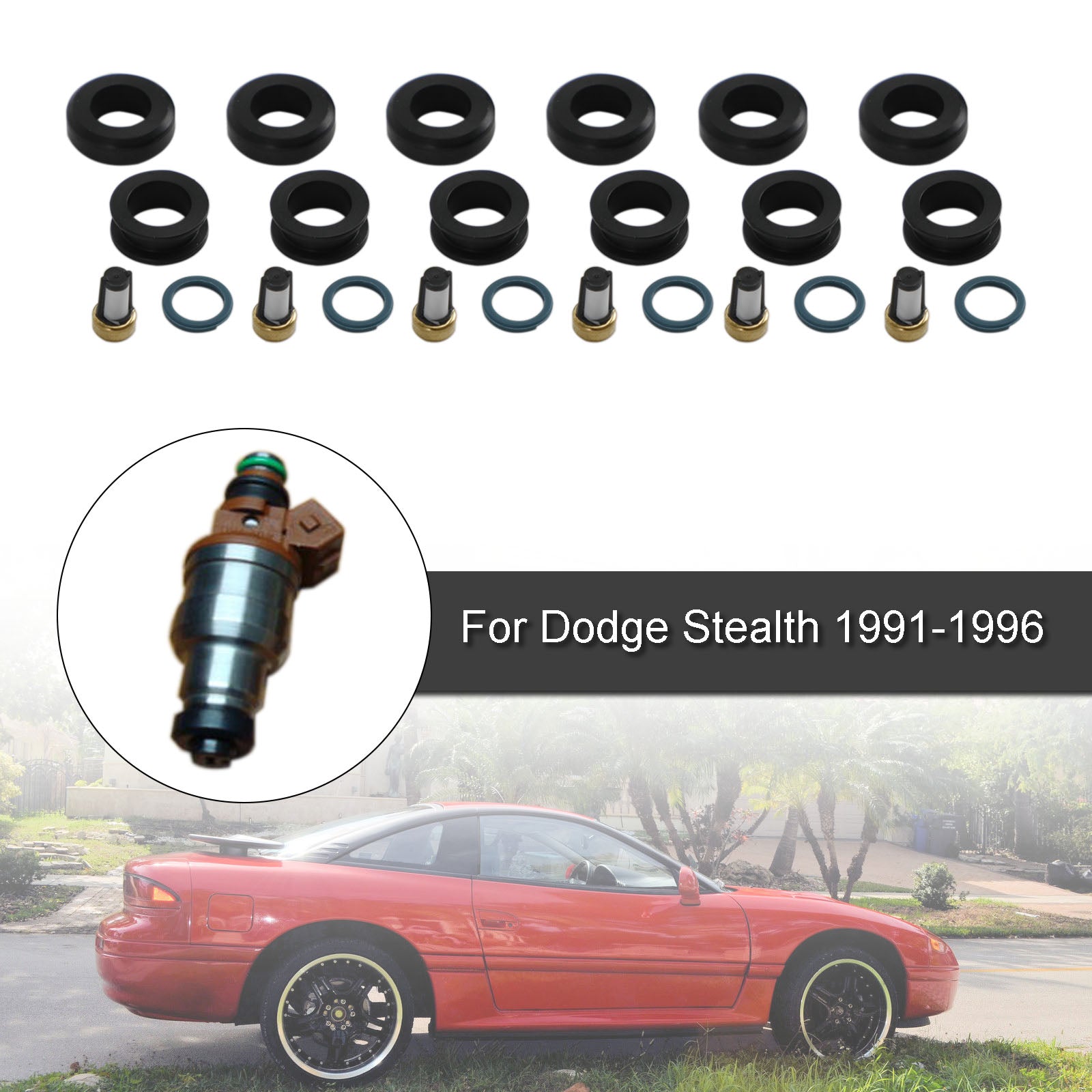 PALASER Dodge Stealth 1991-1996 6PCS Fuel Injectors Seal O-ring Kit 18-10066 INP-014 MD164888 - Image 2