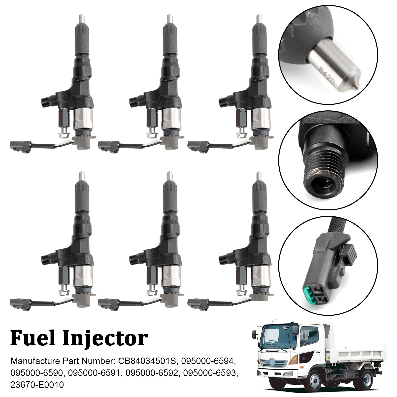 PALASER Hino 3.8L 4.7L 5.0L 6.5L 7.7L 6PCS Fuel Injectors 095000-6593 CB84034501S 095000-6594 - Image 9