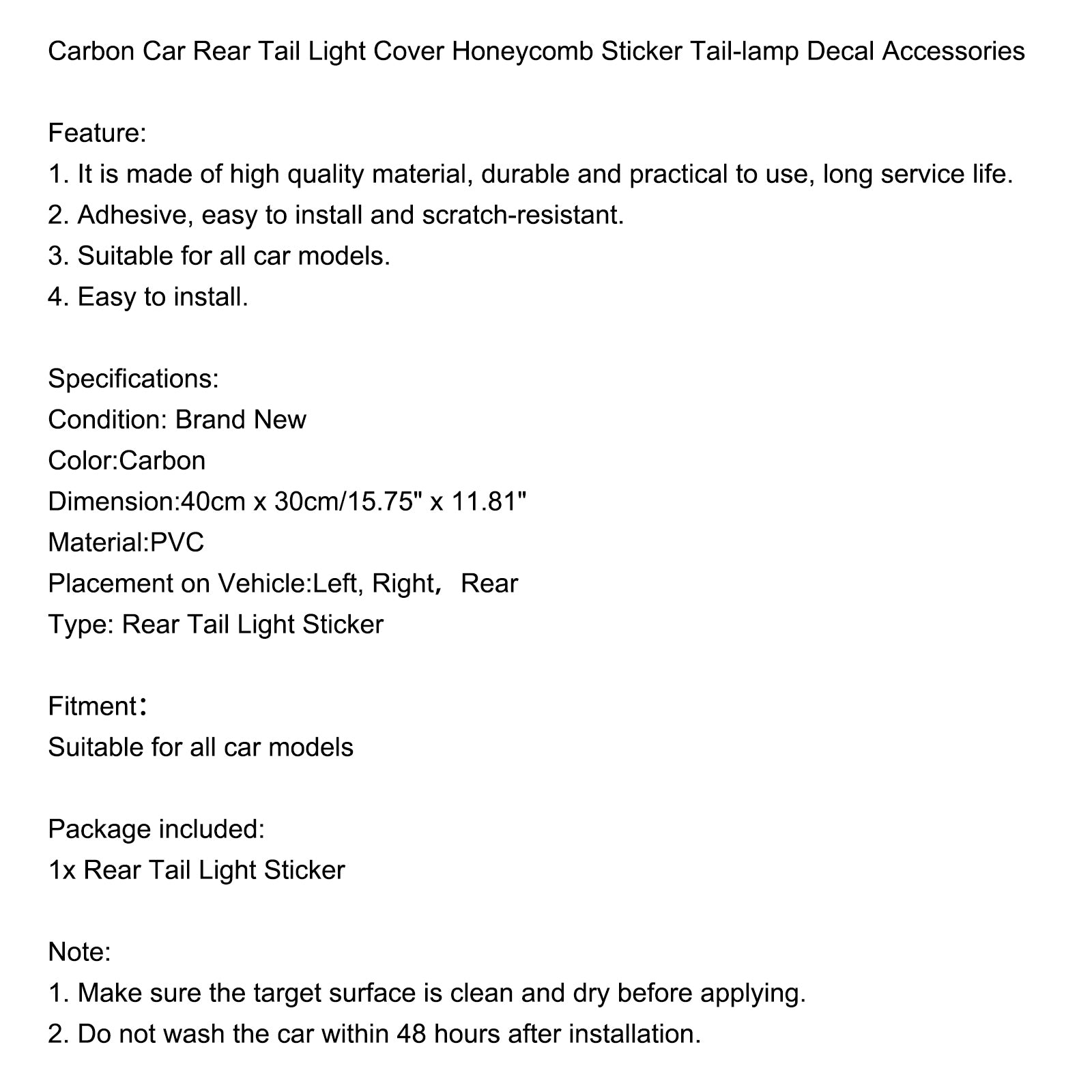 PALASER Tail-lamp Decal Accessories Carbon Car Rear Tail Light Cover Honeycomb Sticker - Image 12