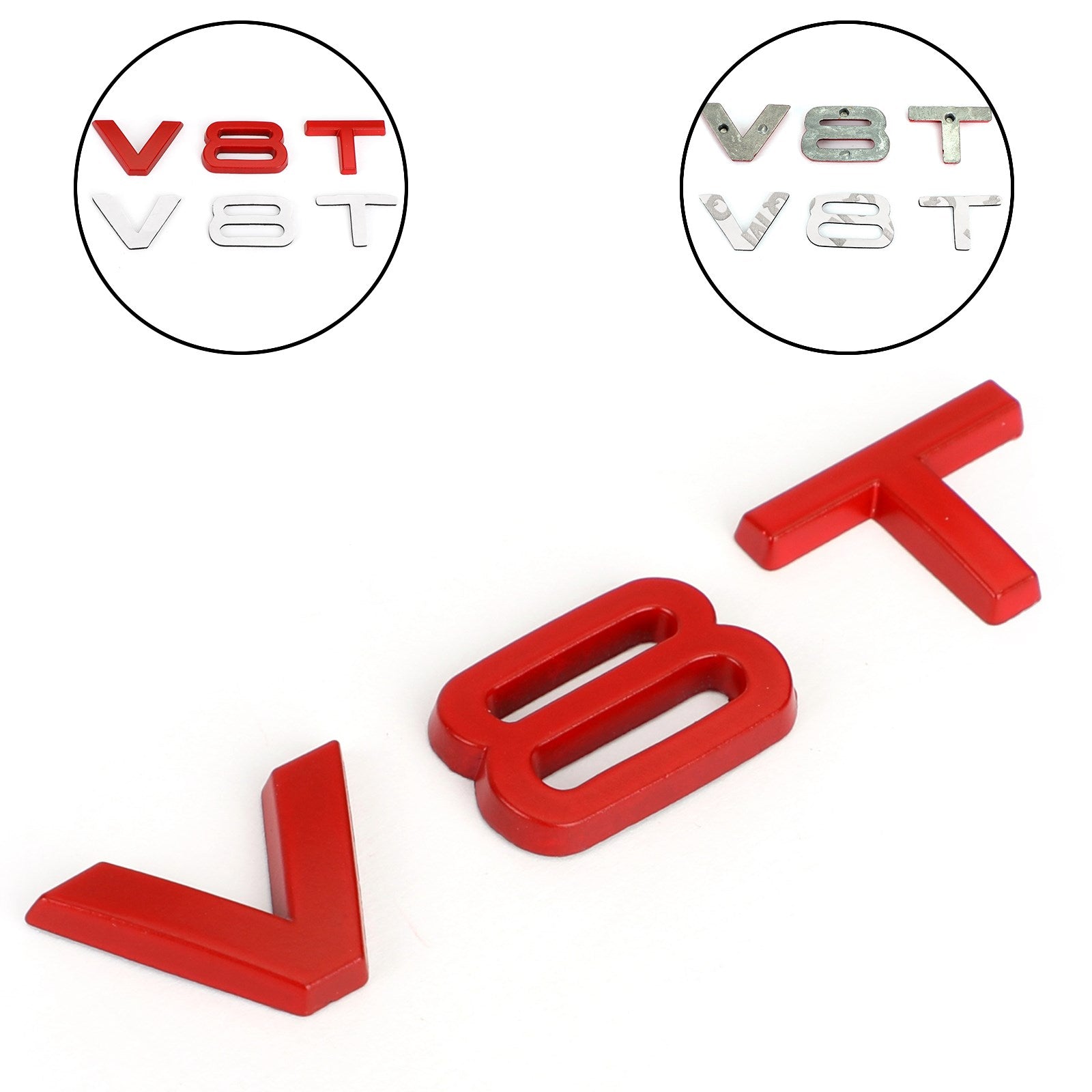 PALASER Audi A1 A3 A4 A5 A6 A7 Q3 Q5 Q7 S6 S7 S8 S4 SQ5 Red V8T Emblem Badge Fit - Image 2