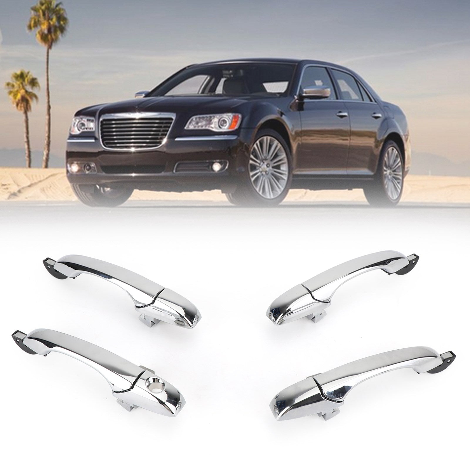 PALASER 4x Exterior Door Handle 4589009AH Chrome For Chrysler 300 / 300C 2005-2010 - Image 4