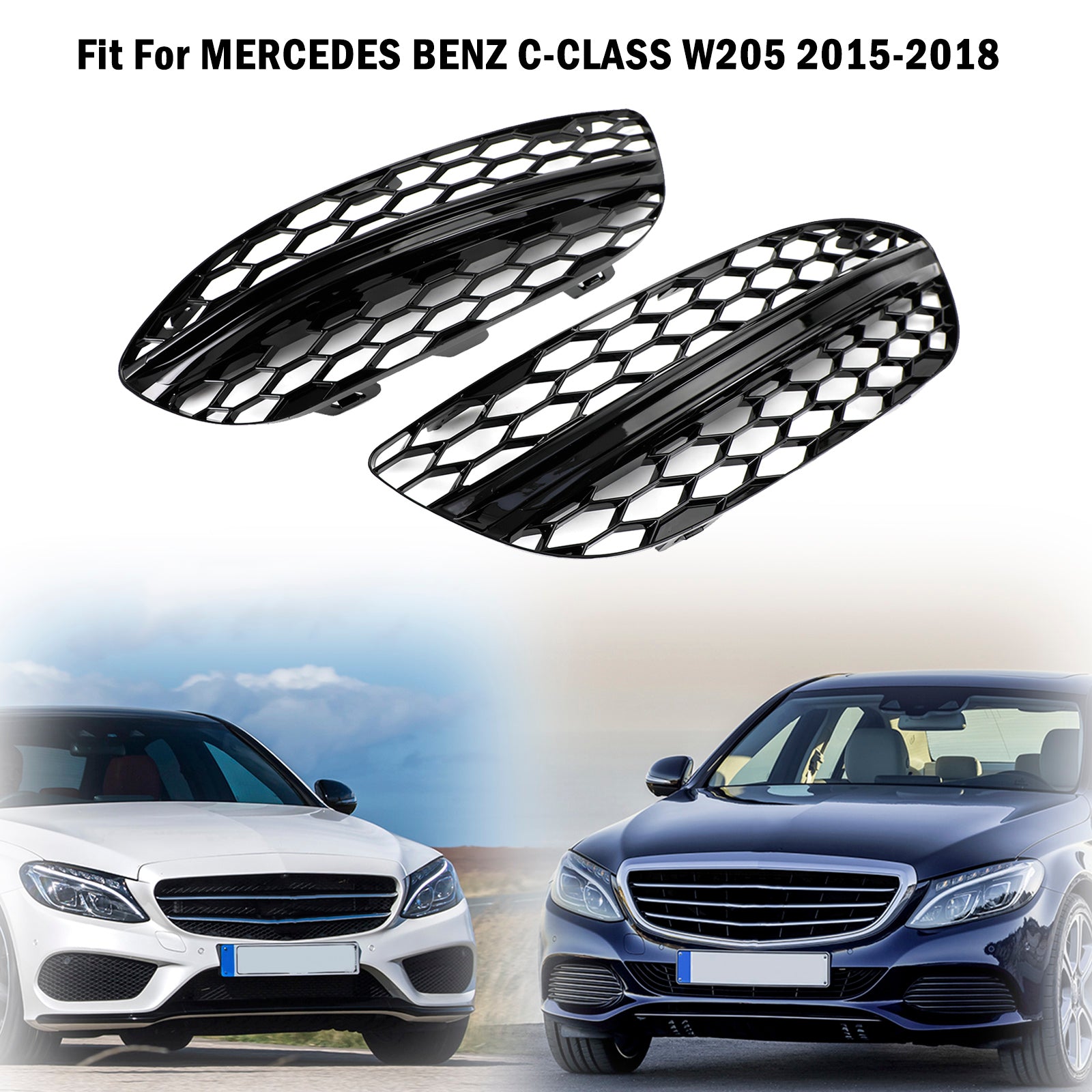 PALASER C-class W205 2015-2018 Base Sedan Mesh Front Fog Light Cover 2058850723 2058851123