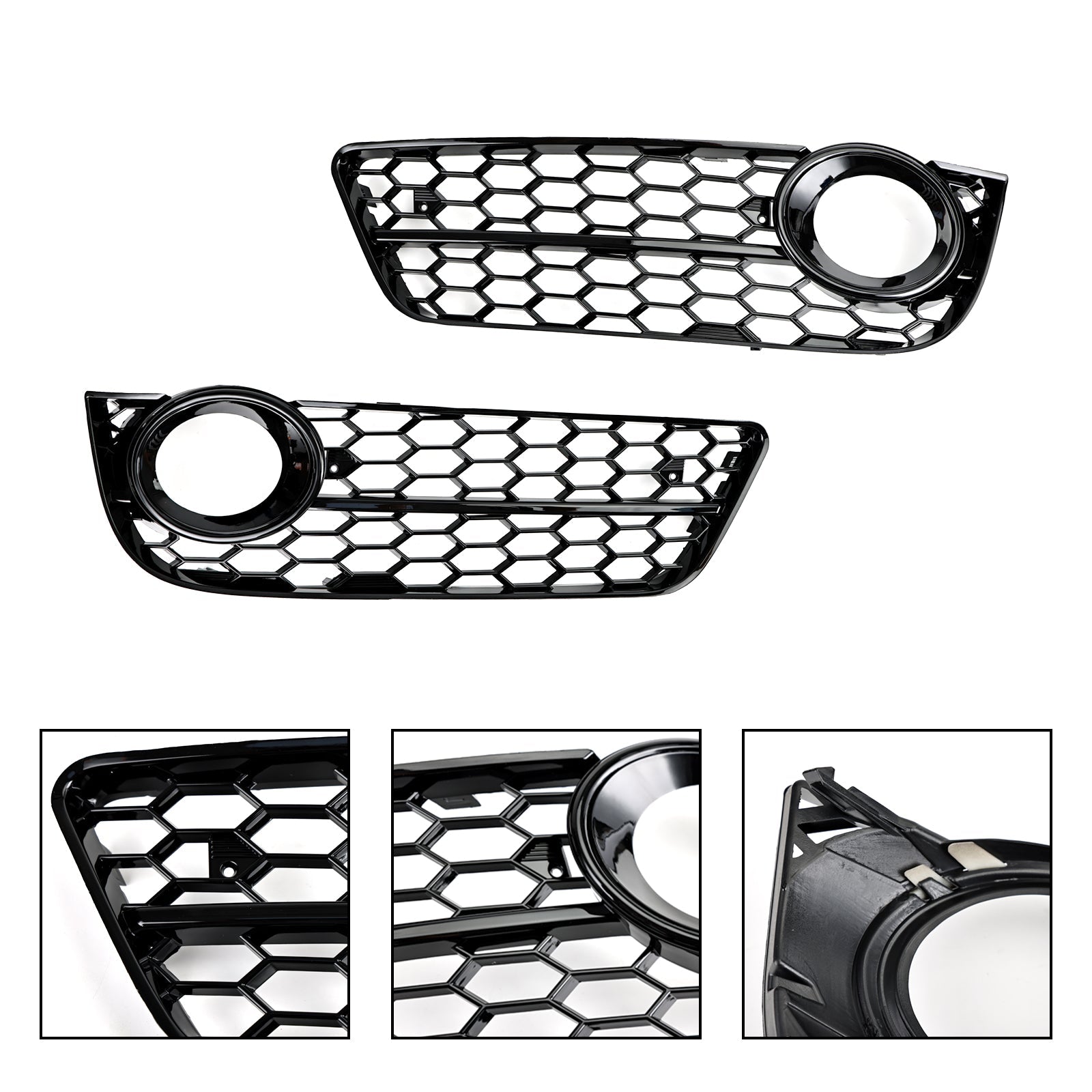 PALASER 2007-2011 Audi A5 Standart Style Pair Honeycomb Front Fog Lamp Cover Grill 1522024 - Image 7