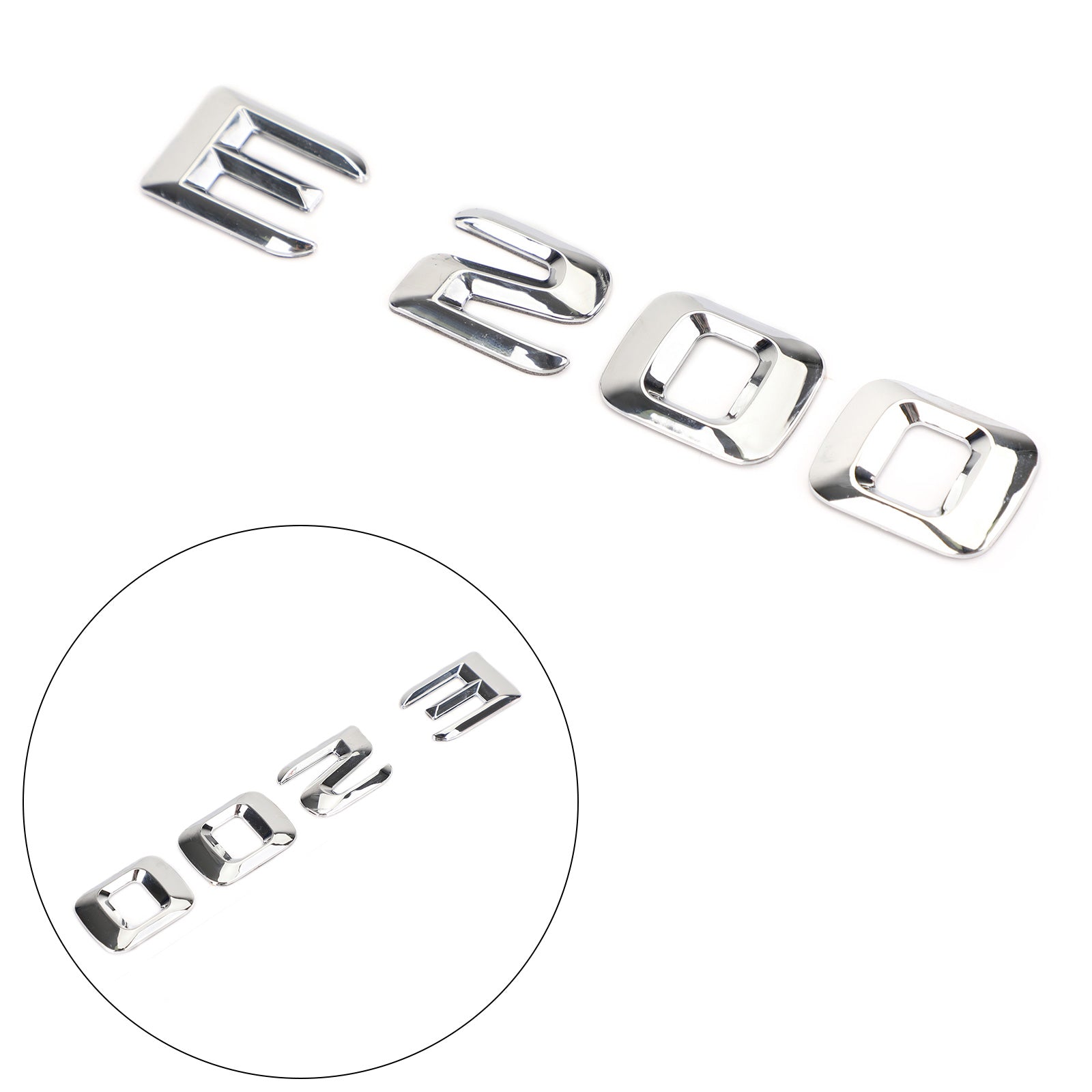 PALASER Rear Trunk Emblem Badge Nameplate Decal Letters Numbers Fit Mercedes E200 Chrome - Image 3