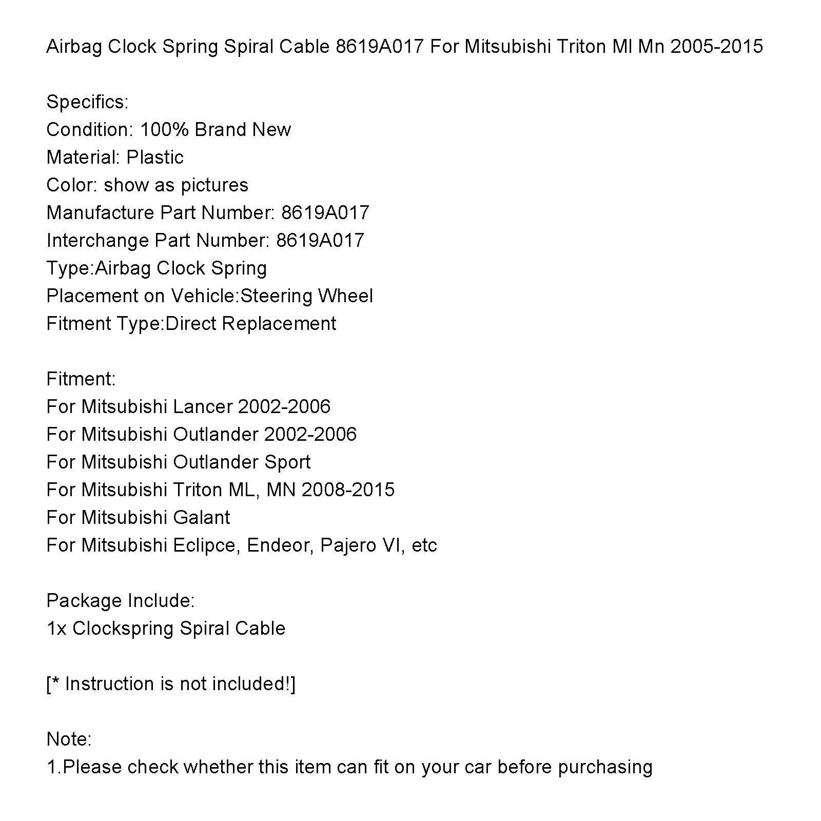 PALASER 2002-2006 Mitsubishi Outlander 8619A017 Airbag Clock Spring Spiral Cable - Image 13