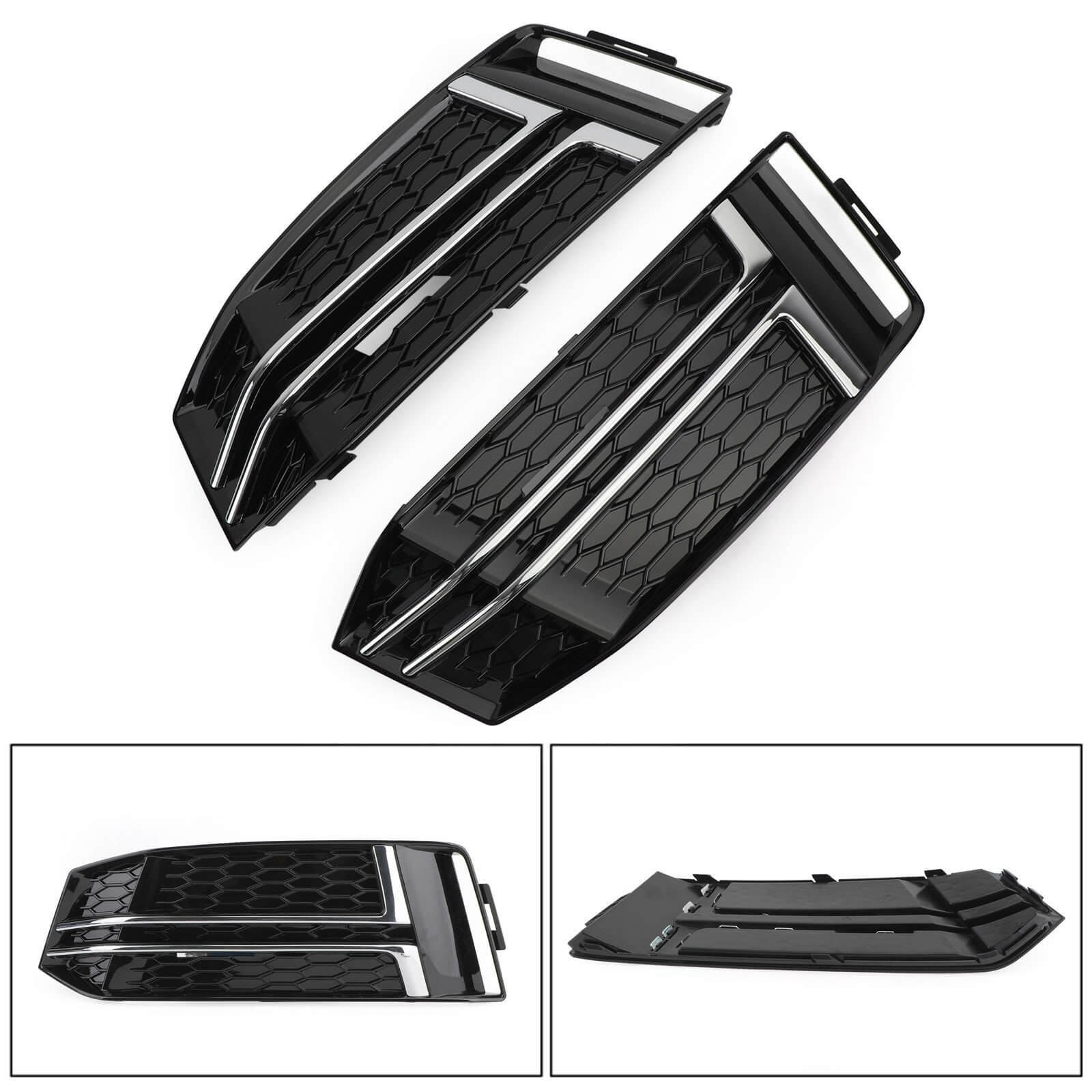 PALASER Pair Front Fog Light Cover For 2016-2018 Audi A4 B9 S-line Bumper Grille - Image 4