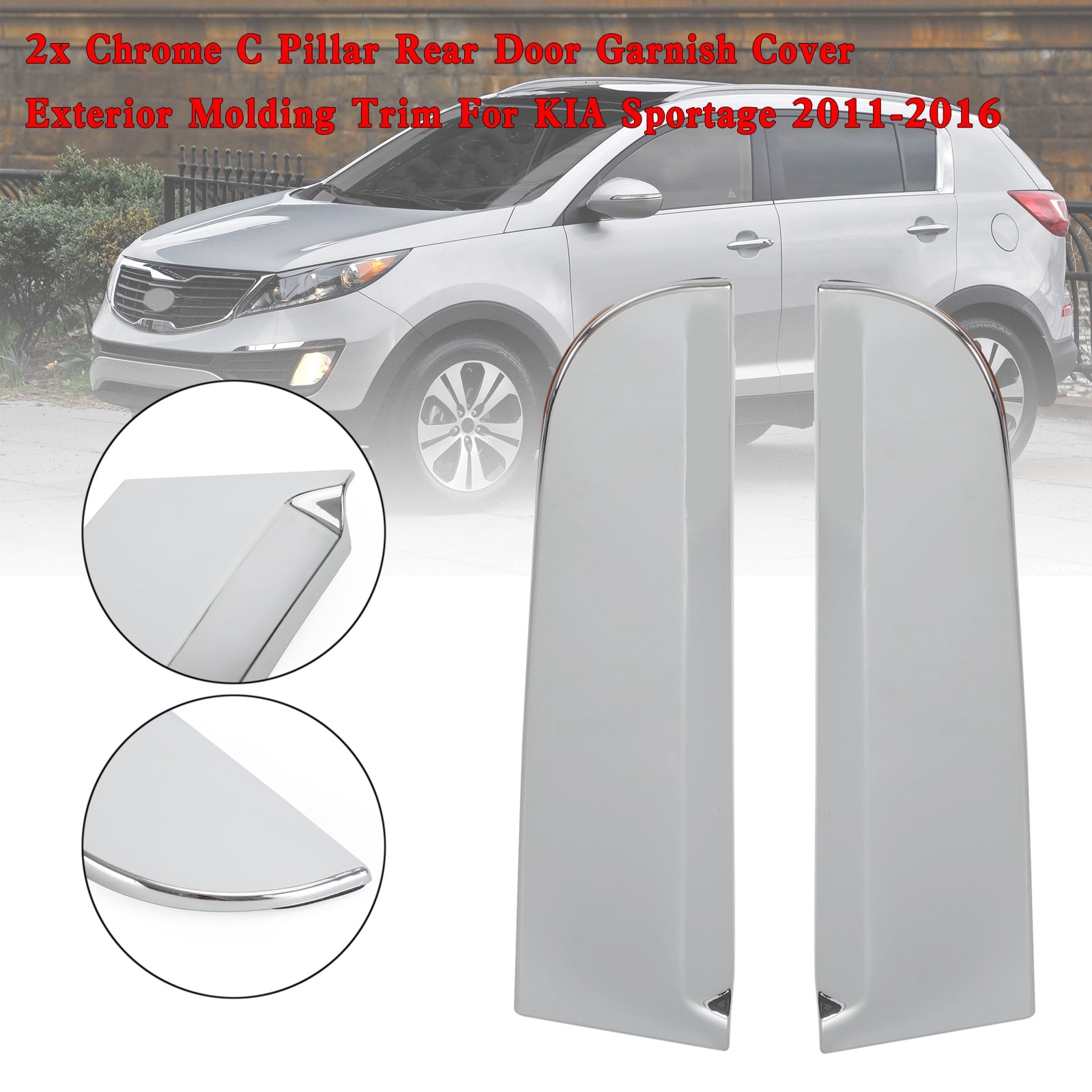 PALASER Kia Sportage 2011-2016 2x C Pillar Rear Door Garnish Cover Exterior Molding Trim 83270-3W000 - Image 6