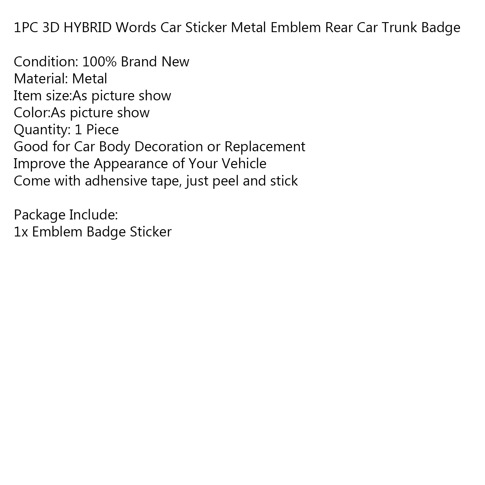 PALASER 1PC 3D Hybrid Words Car Sticker Metal Emblem Rear Car Trunk Badge - Image 9