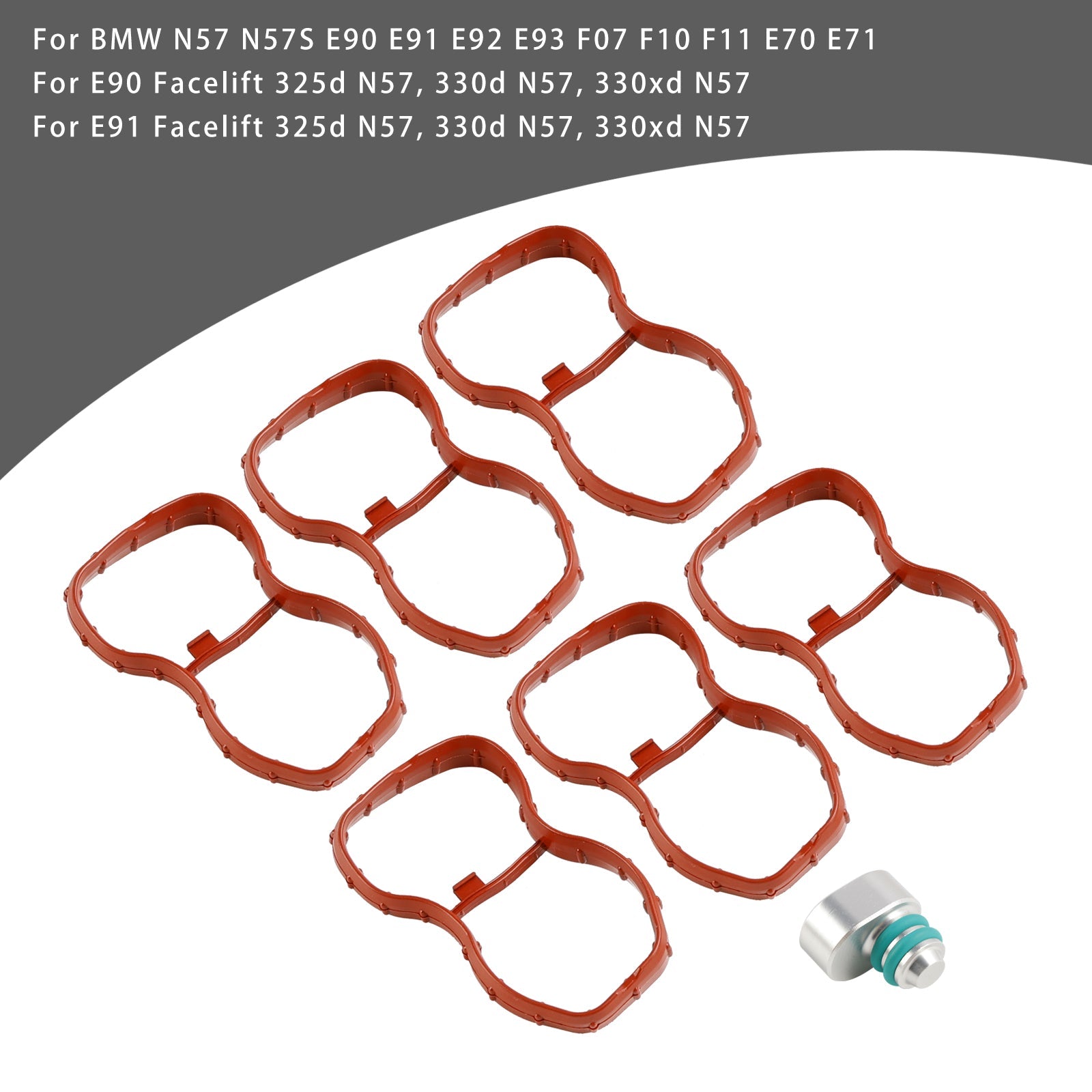 PALASER BMW E90-93 F10 F11 F07 X5 X6 N57 6Pcs Intake Manifold Gasket 1167807480 11618511363 - Image 6