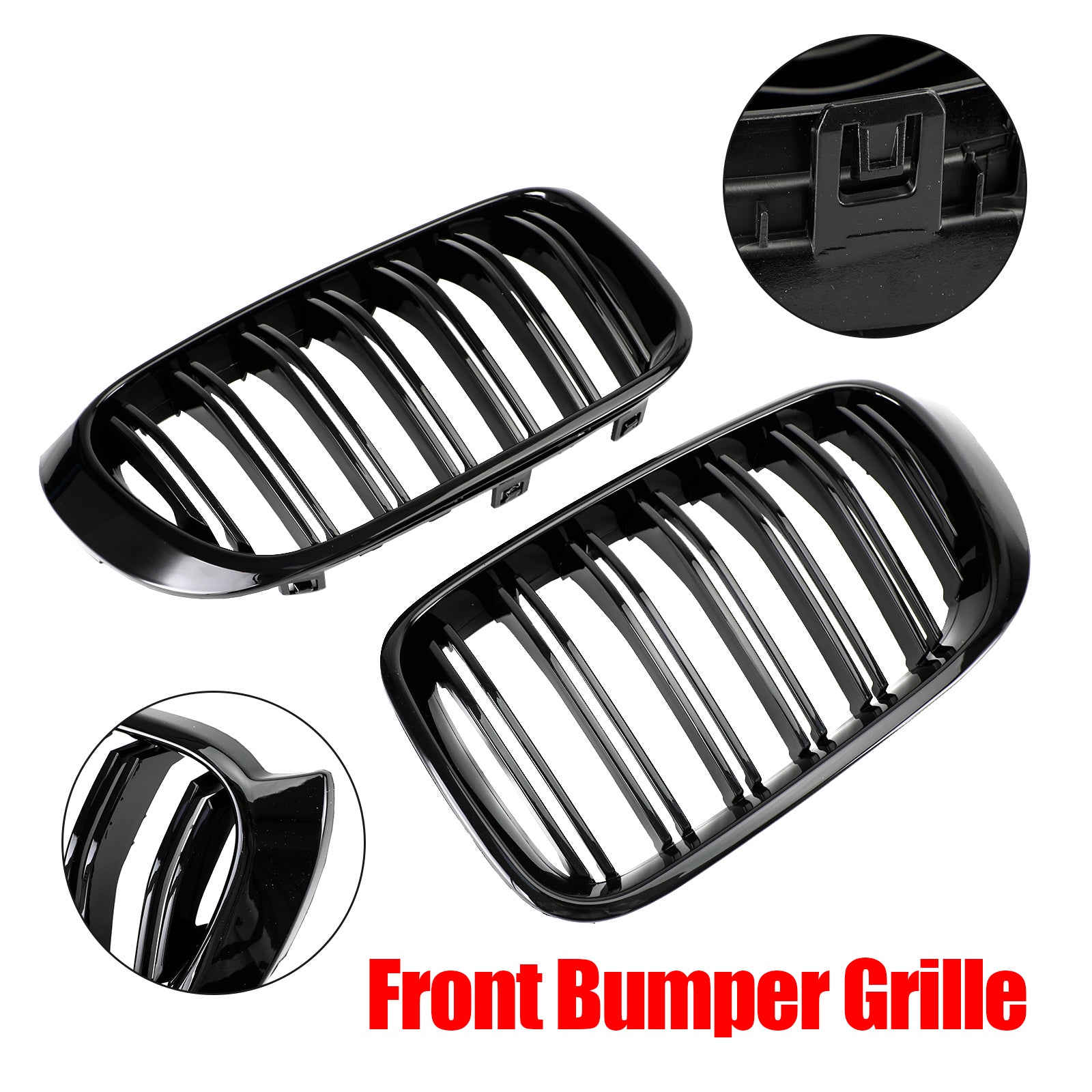 PALASER 2014-2017 BMW X3 F25 X4 F26 Gloss Black Front Bumper Kidney Grille Grill - Image 8