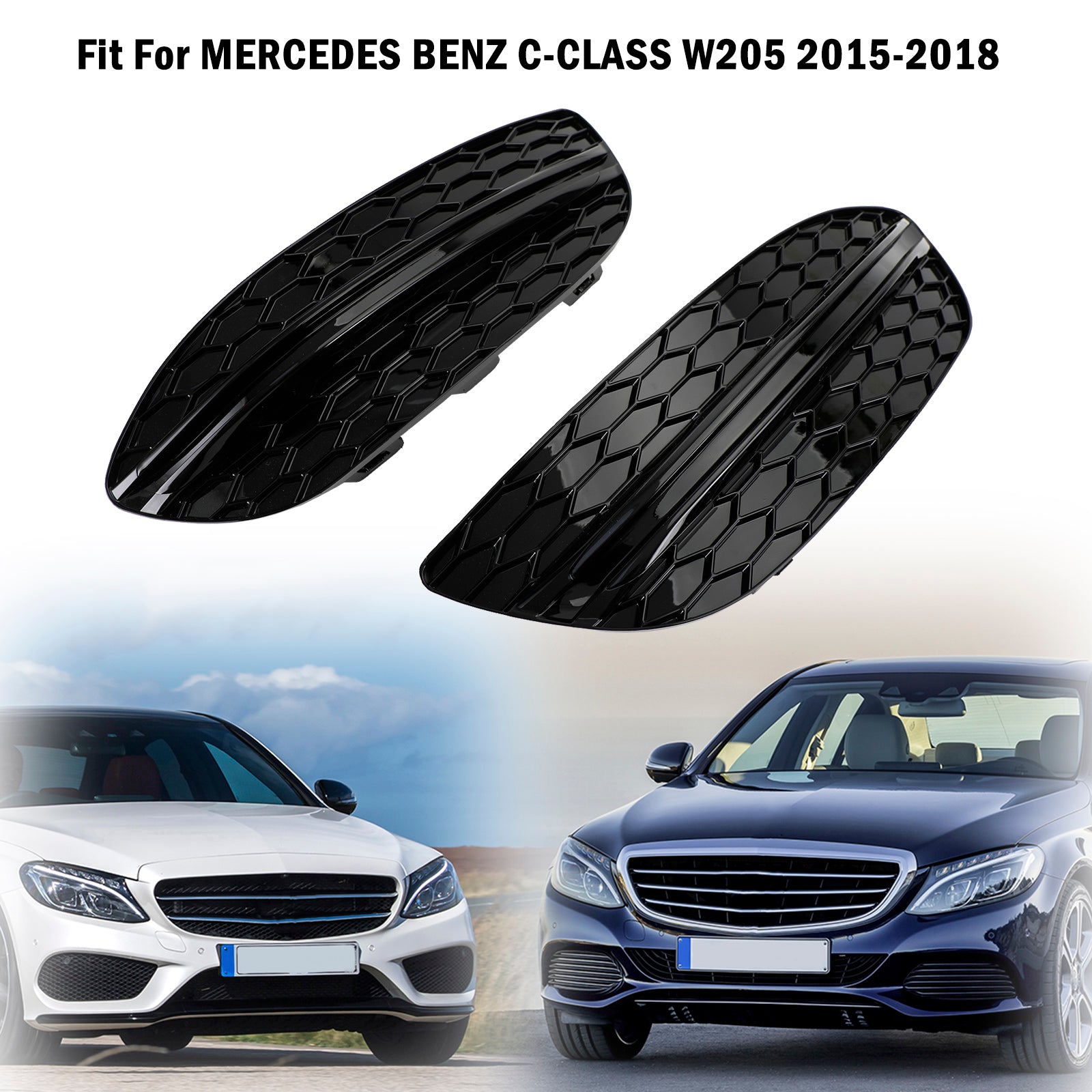 PALASER 2015-2018 Benz C-class W205 Base Sedan 2PCS Front Fog Light Cover - Image 6