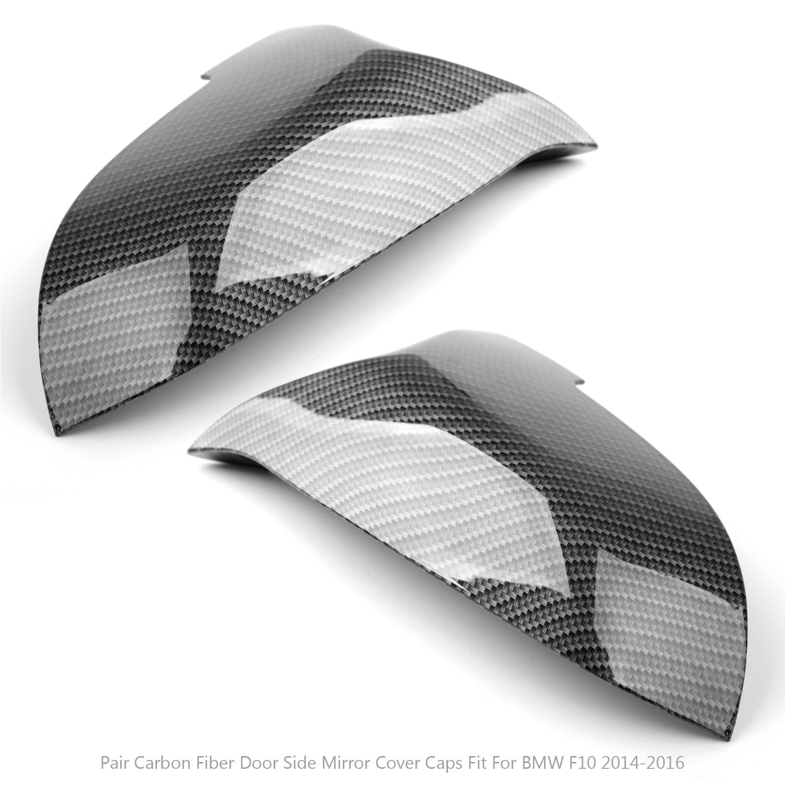 PALASER Pair Carbon Fiber Side Rear View Mirror Cover Caps For BMW F10 F18 2014-2016