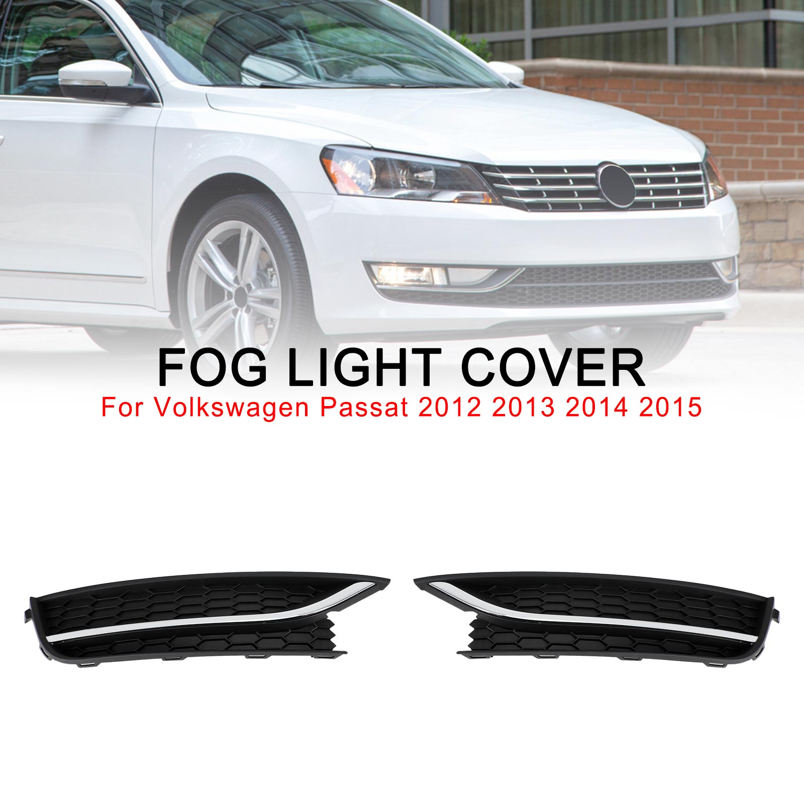 PALASER 2012-2015 Vw Passat 2PCS Front Driving Fog Light Cover Black/chrome - Image 5