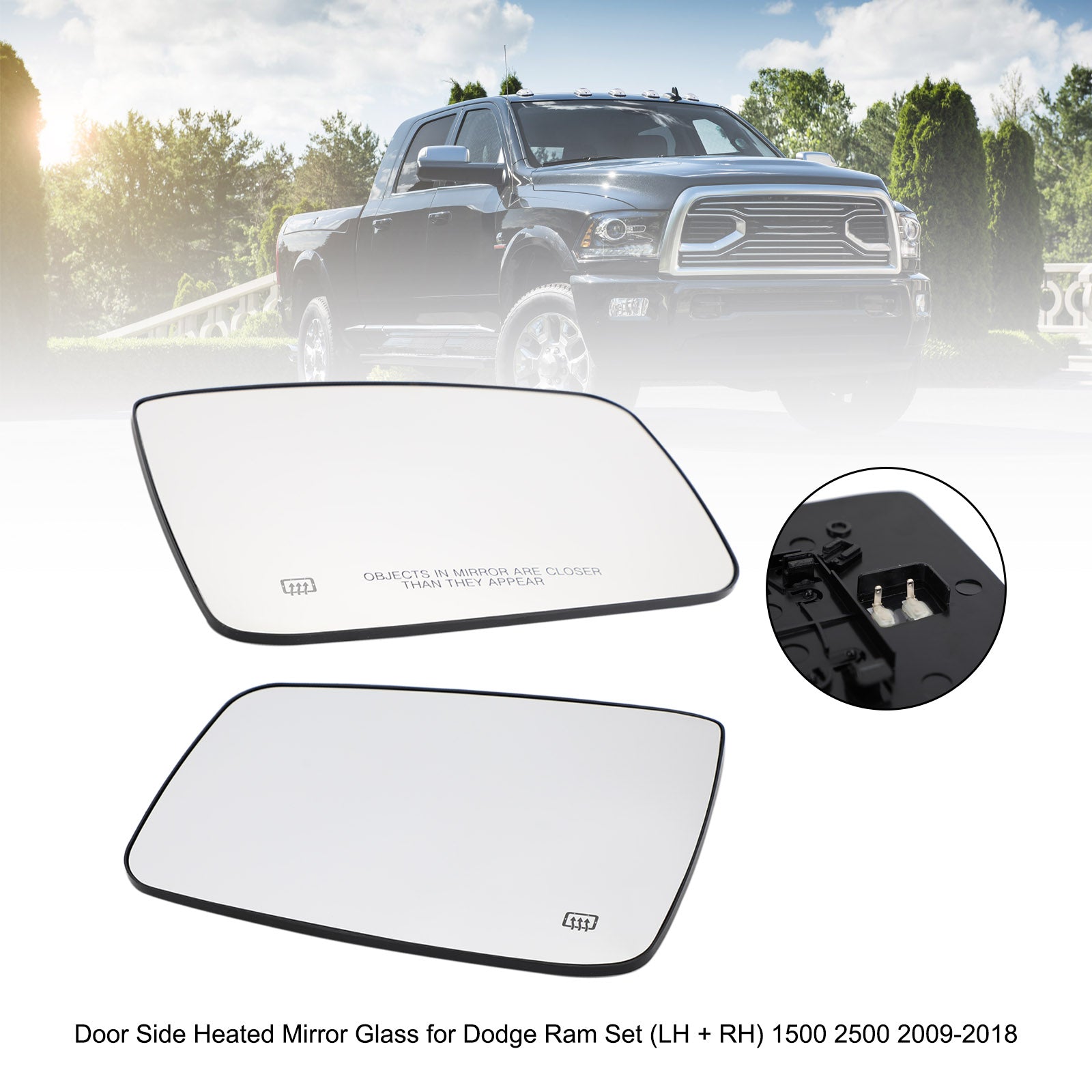 PALASER 2009-2018 Dodge Ram 1500 2500 Left Right Side Door Side Heated Mirror Glass