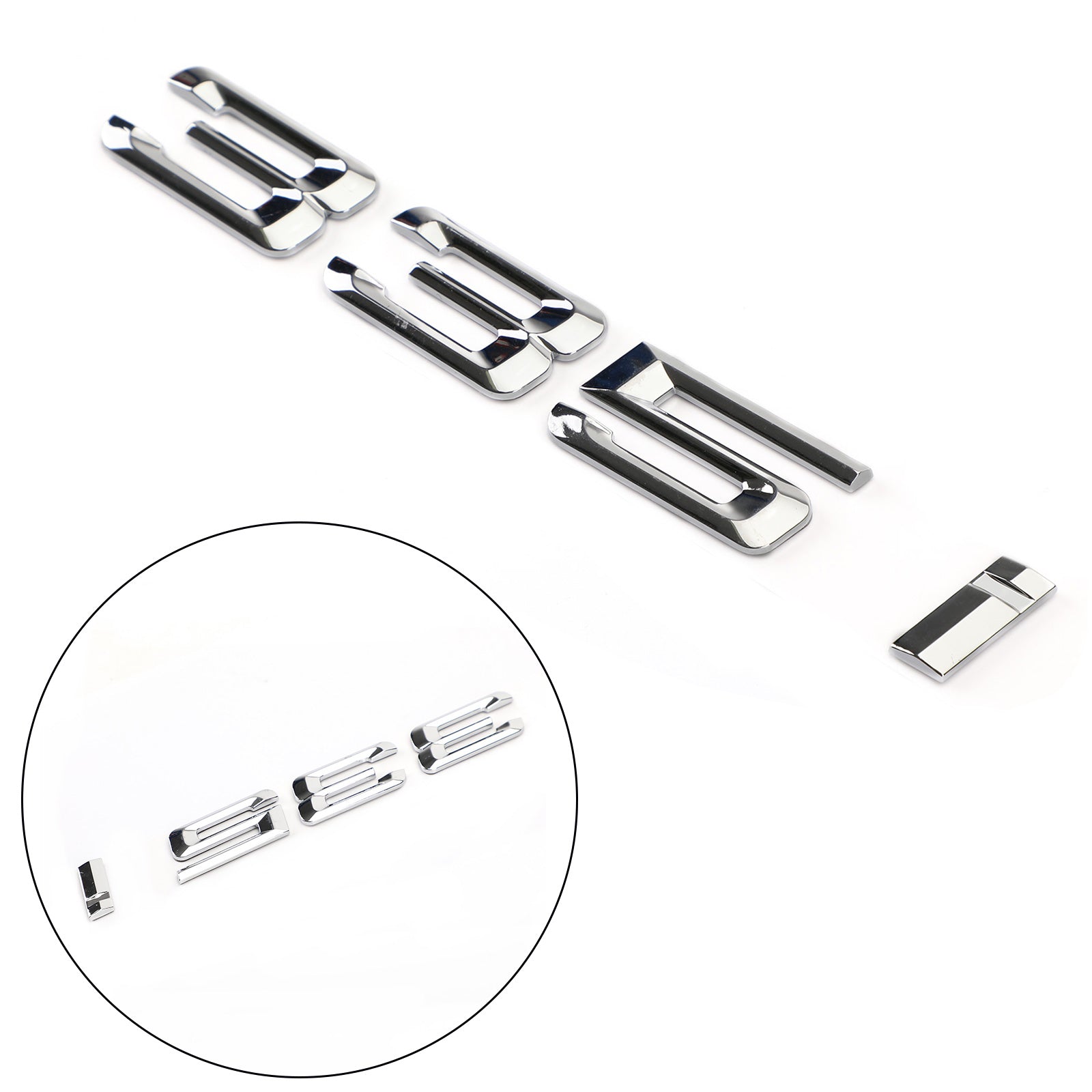 PALASER Rear Trunk Nameplate Badge Emblem Numbers Letter Decal 335 I Fit 335i Chrome - Image 3