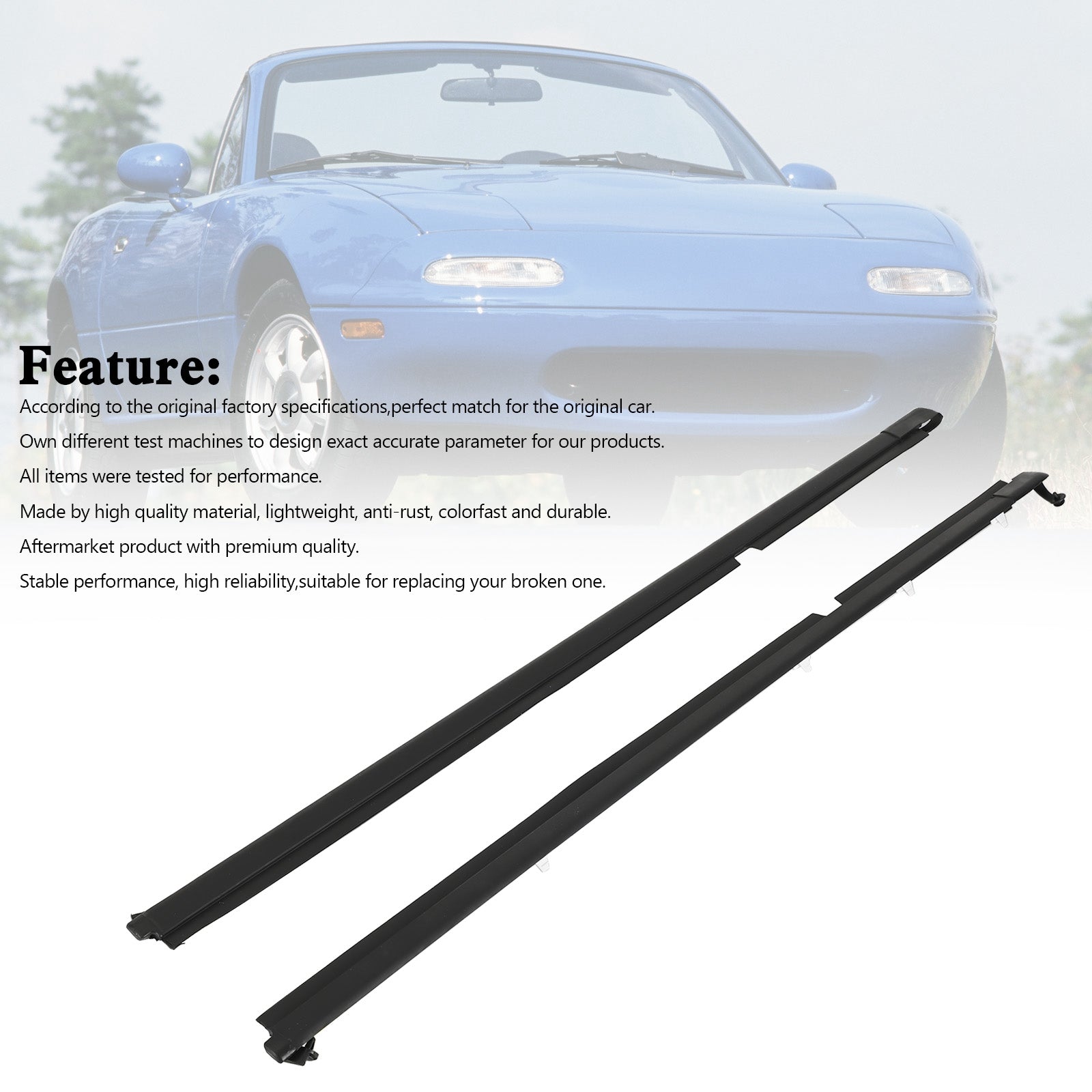 PALASER 1990-2005 Mazda Miata L+r Door Glass Window Weatherstrip Seals Set NA01-58-810F NA01-59-810F - Image 5