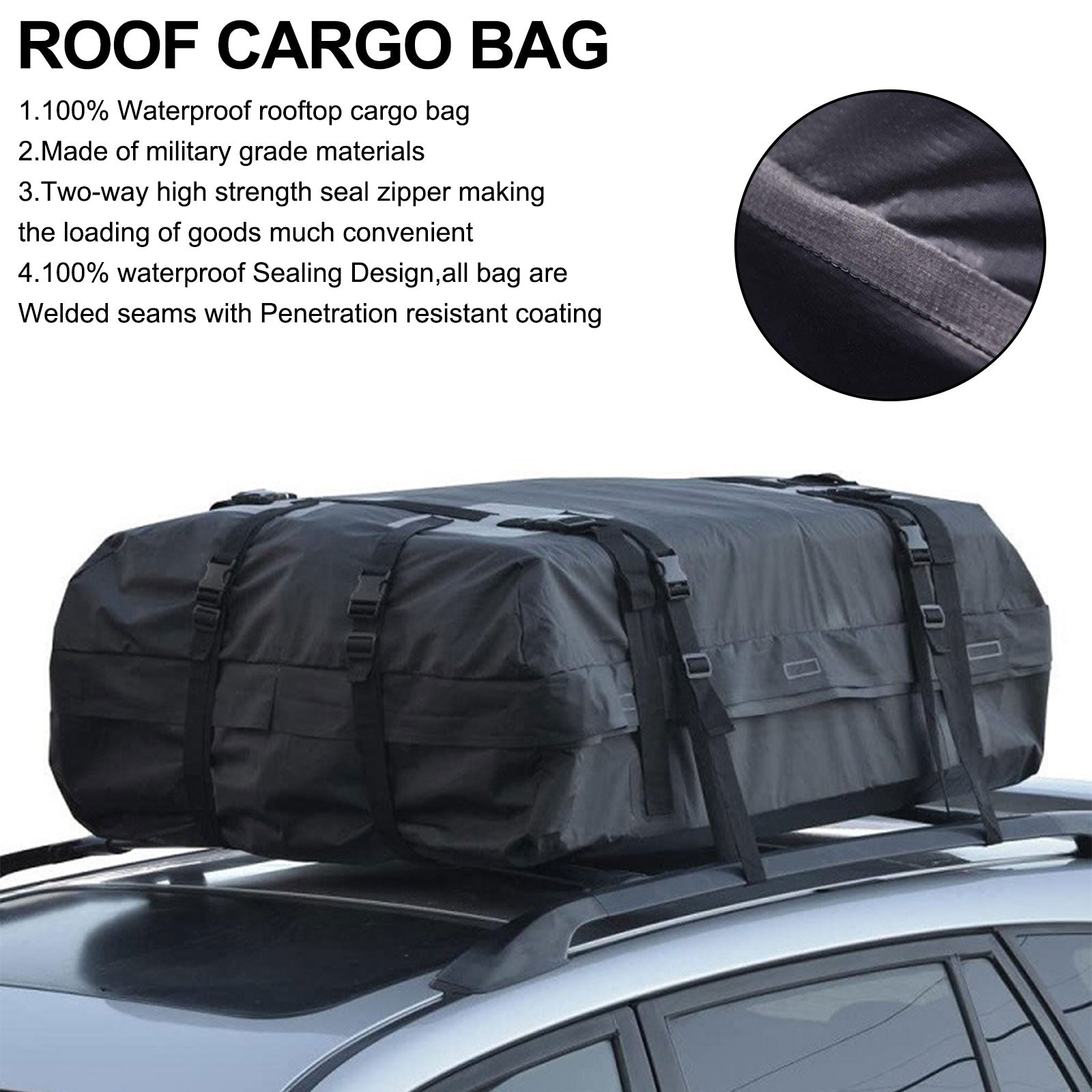 PALASER Waterproof Car Roof Top Rack Carrier Cargo Bag Luggage Storage Cube Bag Travel - Image 3