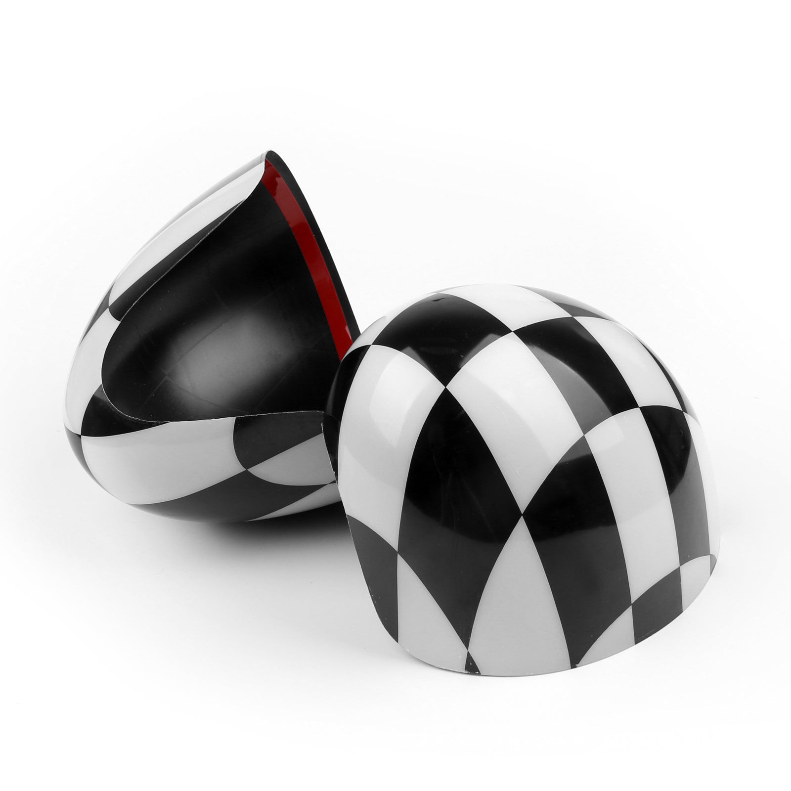 PALASER Two Pieces Black/white Checkered Design Rear View Mirror Covers For Mini Cooper F55 F56 F57 F60 - Image 3
