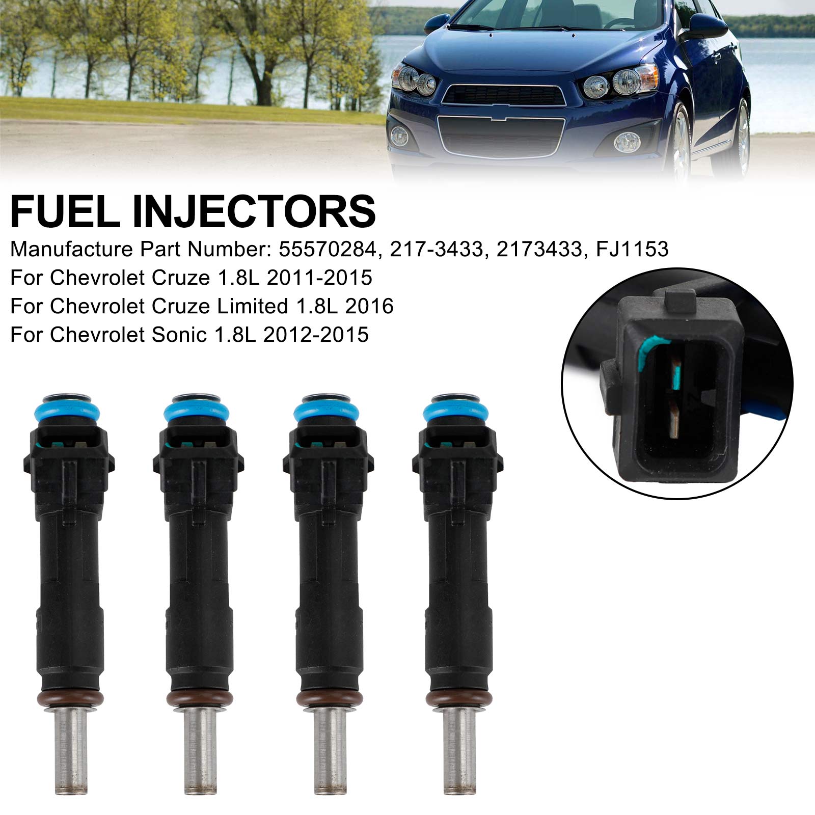 PALASER 2012-2015 Chevrolet Sonic 1.8L Fuel Injectors 55570284 2173433 FJ1153 - Image 2