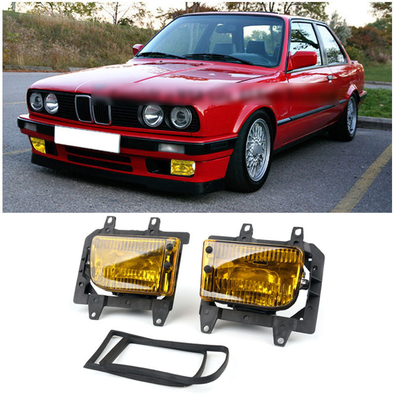 PALASER Front Bumper Yellow Fog Lights Plastic Lens Kit For 1985-1993 BMW E30 3-Series Sedan - Image 2
