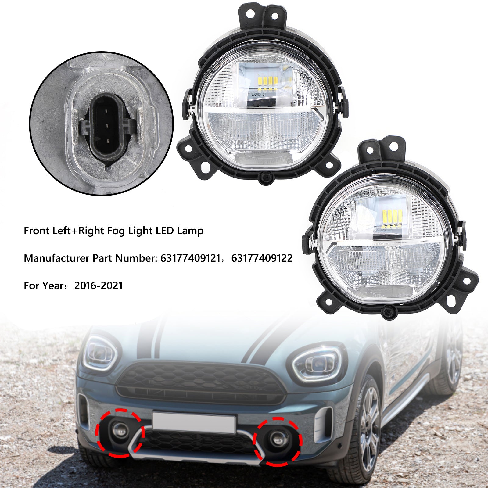 PALASER 2016-2021 BMW Mini Countryman F60 Front Bumper Left & Right Fog Light - Image 2