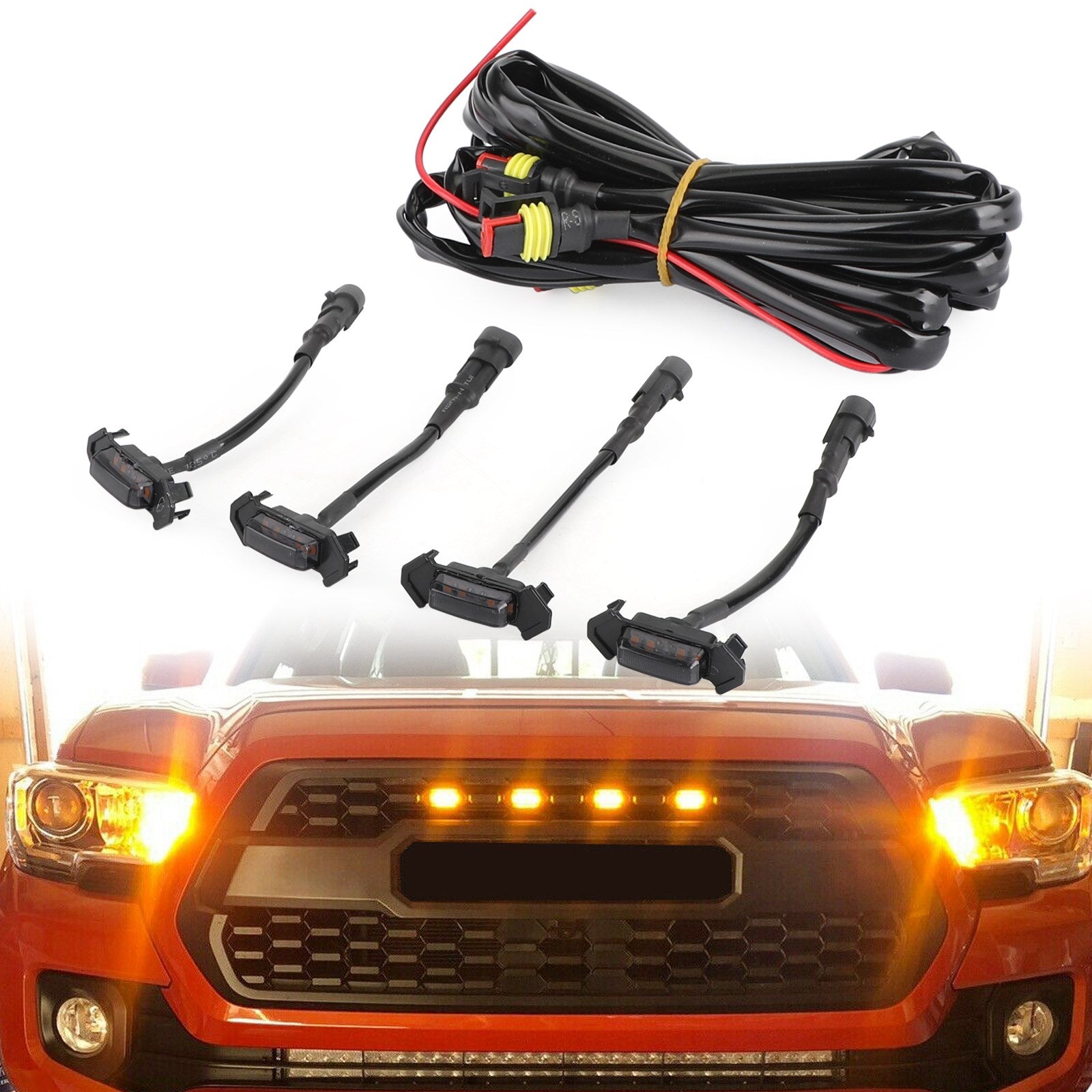 PALASER 4PCS/Set LED Lights Fit Front Bumper Grille Tacoma 2016-2020 PT228-35170 Smoke - Image 4