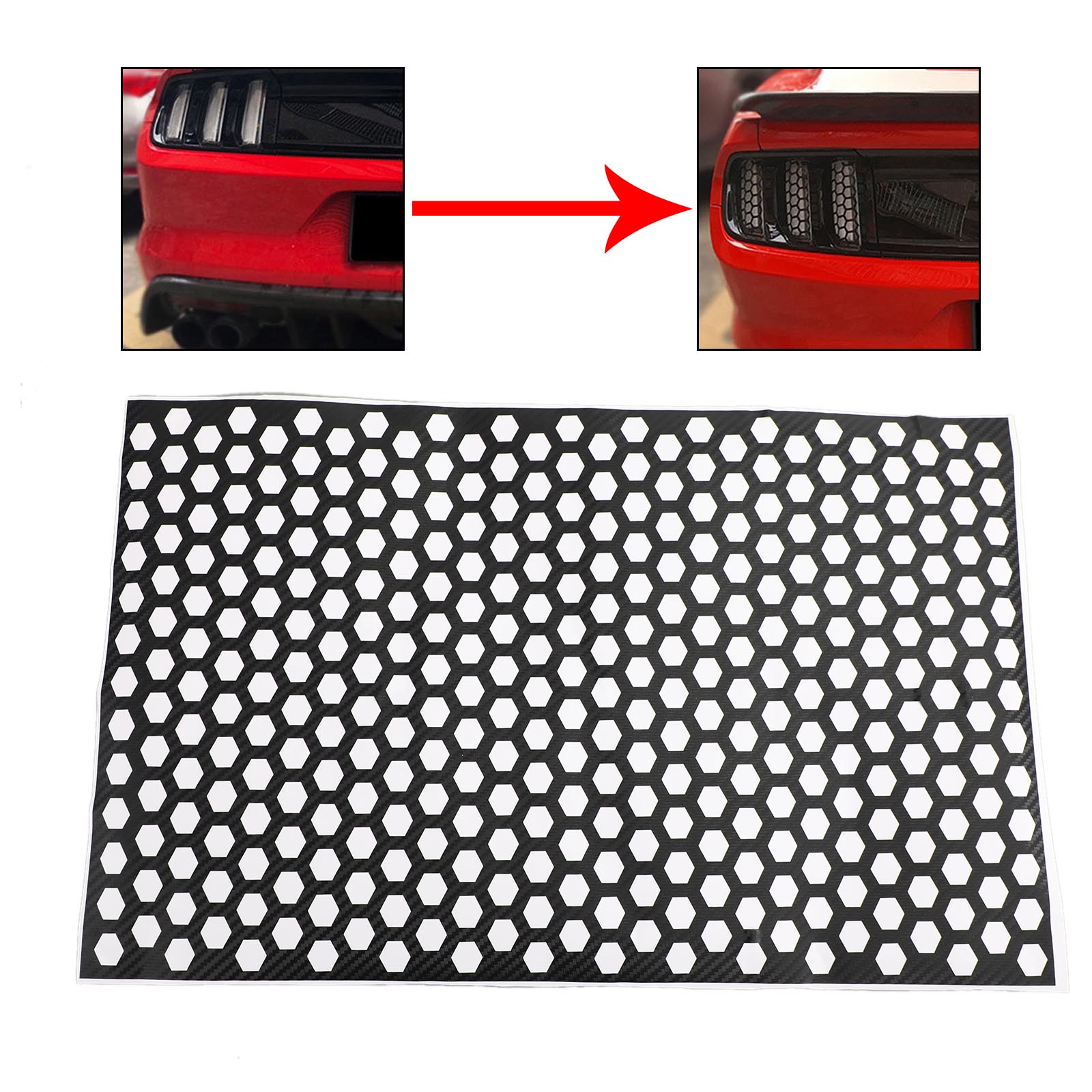 PALASER Tail-lamp Decal Accessories Carbon Car Rear Tail Light Cover Honeycomb Sticker - Image 4