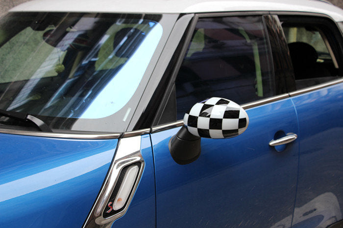 PALASER Two Pieces Black/white Checkered Design Rear View Mirror Covers For Mini Cooper F55 F56 F57 F60 - Image 5