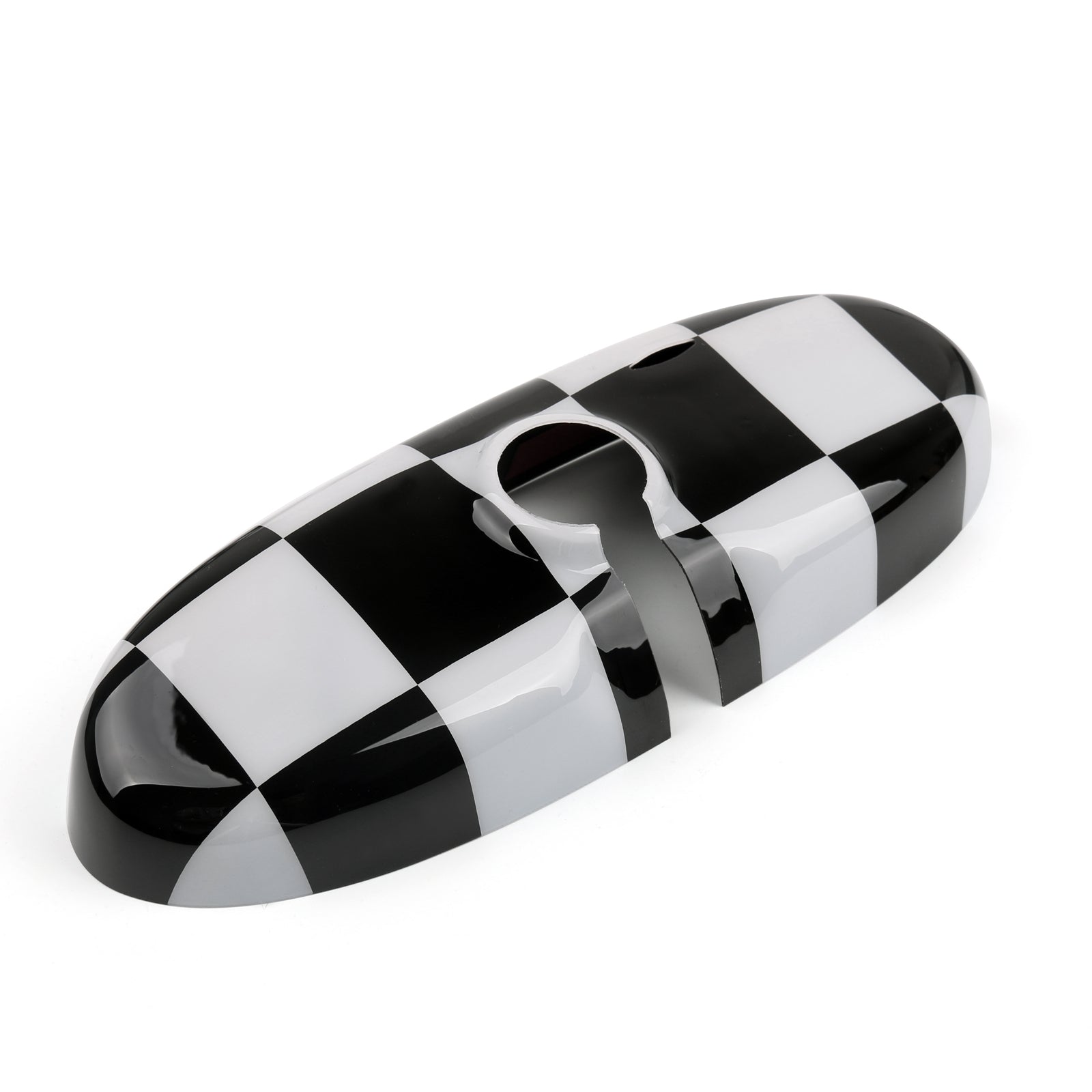 PALASER BMW Mini Cooper R55 R56 Black Checkered Pattern Rear View Mirror Cover