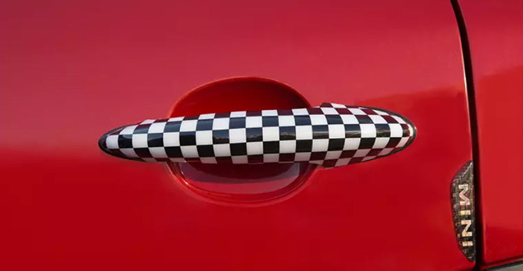 PALASER Mini Cooper R50 R52 R53 R55 R56 Checkered Pattern Design Door Handle Cover - Image 3