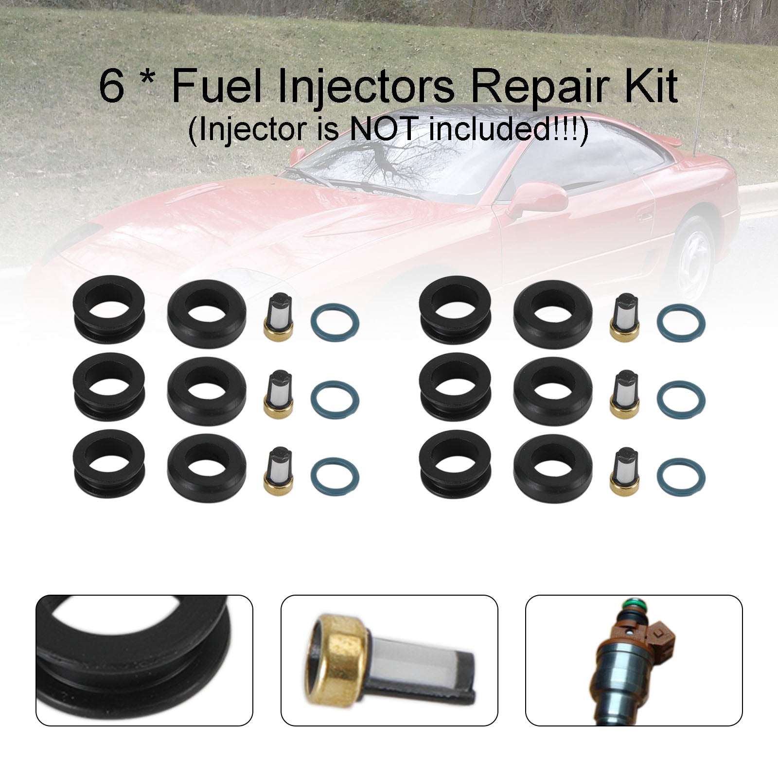 PALASER Dodge Stealth 1991-1996 6PCS Fuel Injectors Seal O-ring Kit 18-10066 INP-014 MD164888 - Image 7
