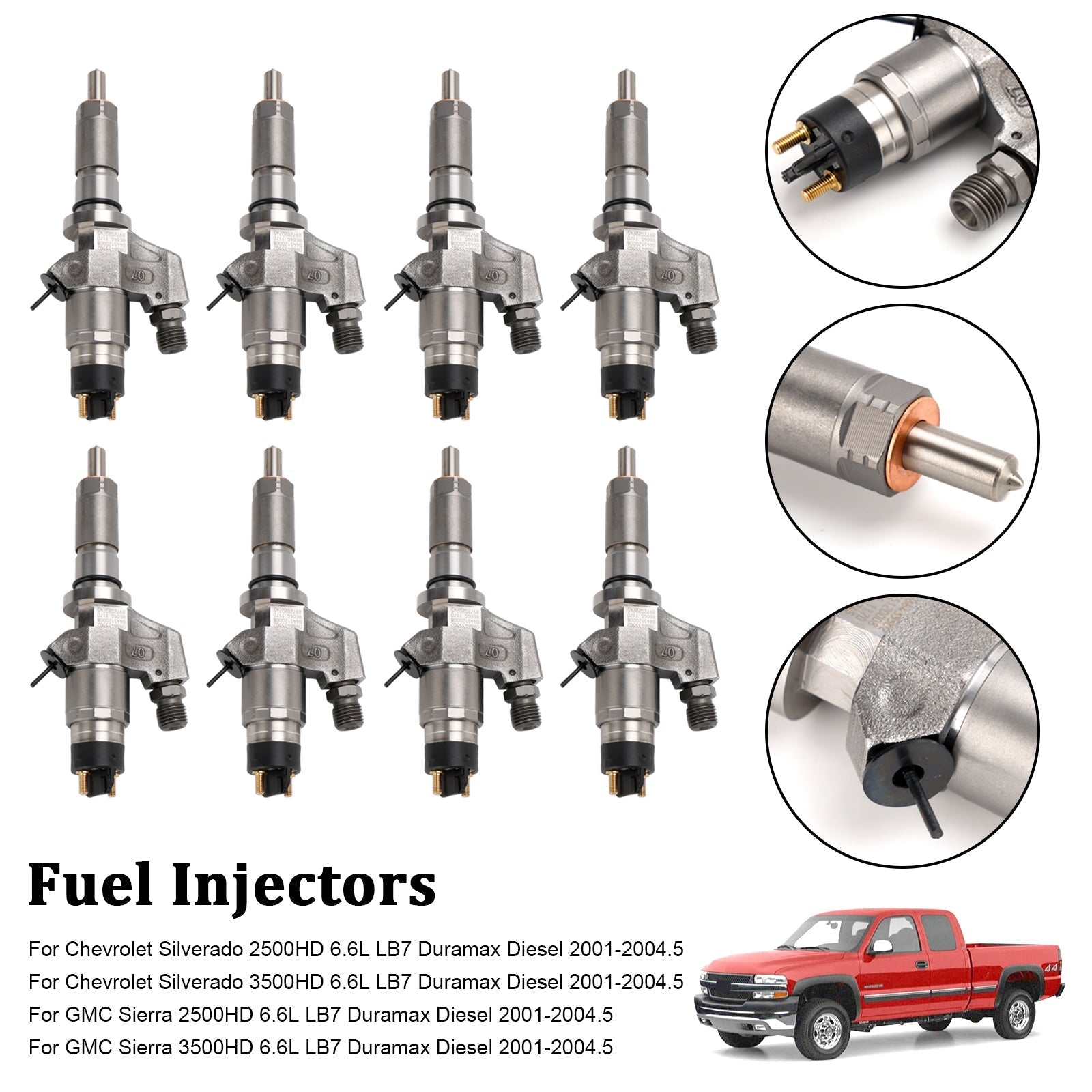 PALASER 2001-2004.5 GMC Sierra 2500HD 3500HD 6.6L LB7 Duramax Diesel 8PCS Fuel Injectors 0445120008 0986435502 97208074 - Image 12