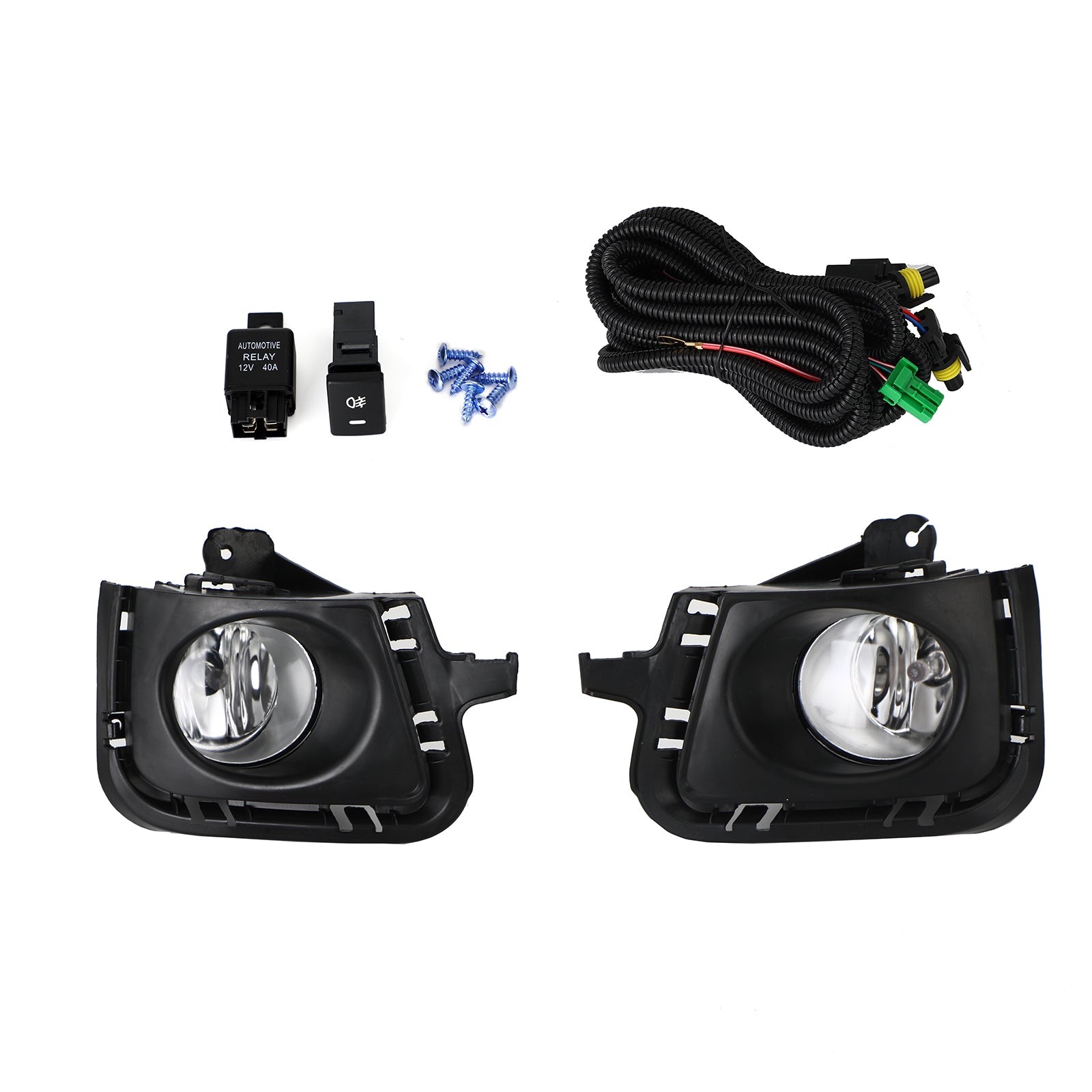 PALASER 12-14 Toyota Prius C Clear Lens Front Bumper Fog Light Lamps W/bezel+switch