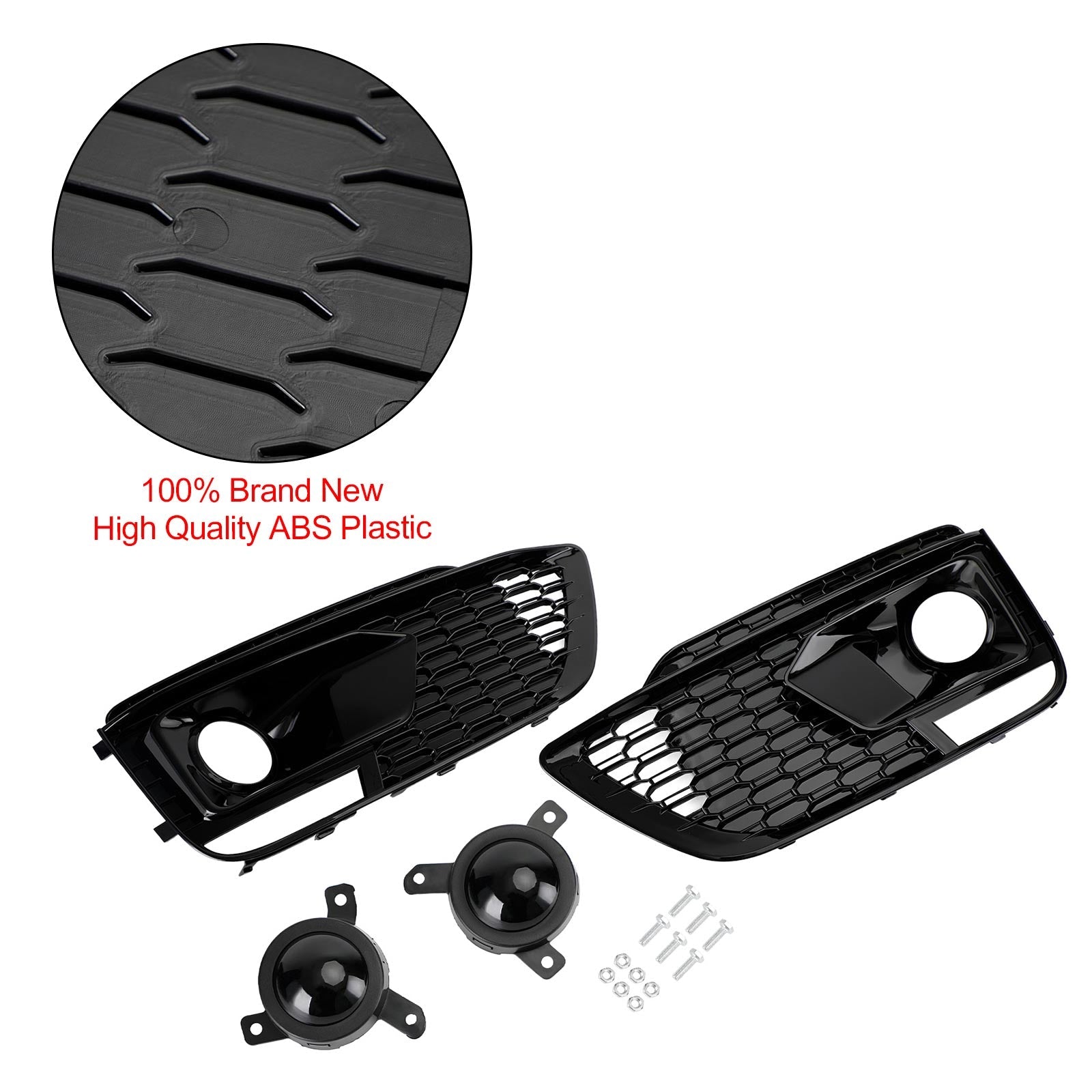 PALASER 2018-20 RSQ5 Audi Q5 SQ5 Suv Black Front Honeycomb Fog Lamp Grilles Cover - Image 8