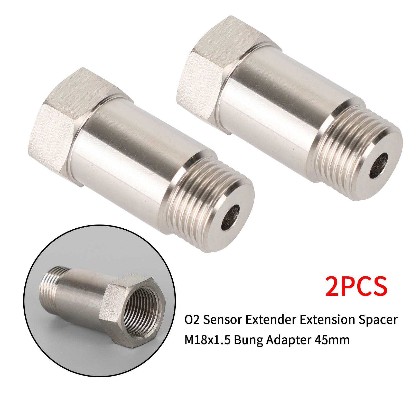 PALASER 2PCS Cel O2 Sensor Adapter M18x15 45mm Check Engine Light Eliminator Pipe Extension Extender - Image 3