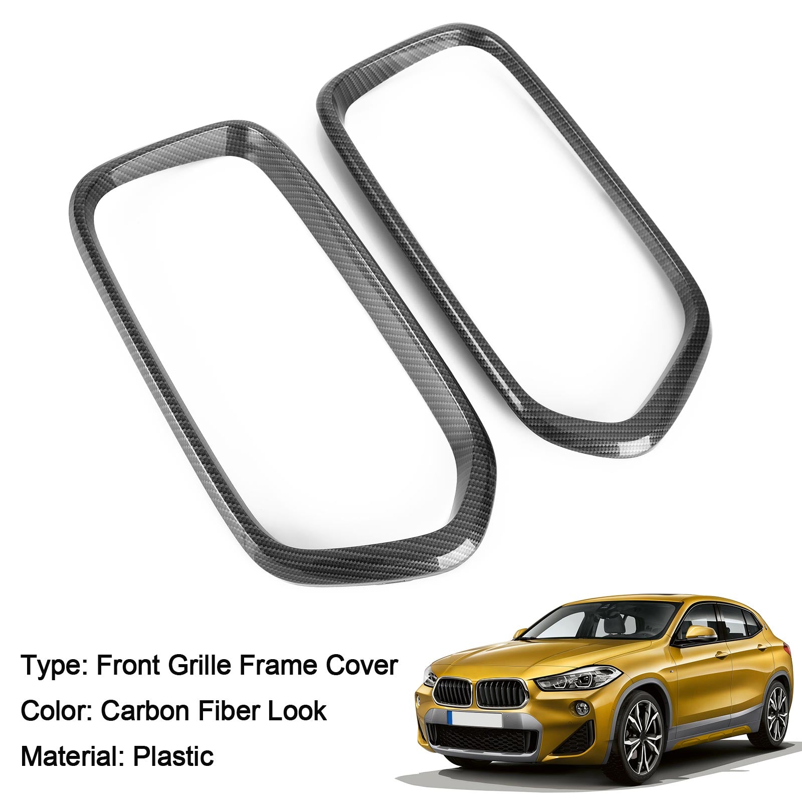 PALASER BMW X2 Series F39 2018-2021 Carbon Fiber Front Bumper Grill Frame Cover Trim - Image 4