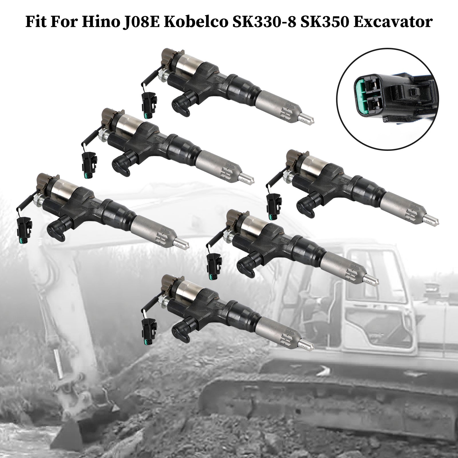 PALASER Hino J08E Kobelco SK330-8 SK350 Excavator 6PCS Fuel Injectors 095000-6593 CB84034501S 23670-E0010 - Image 6