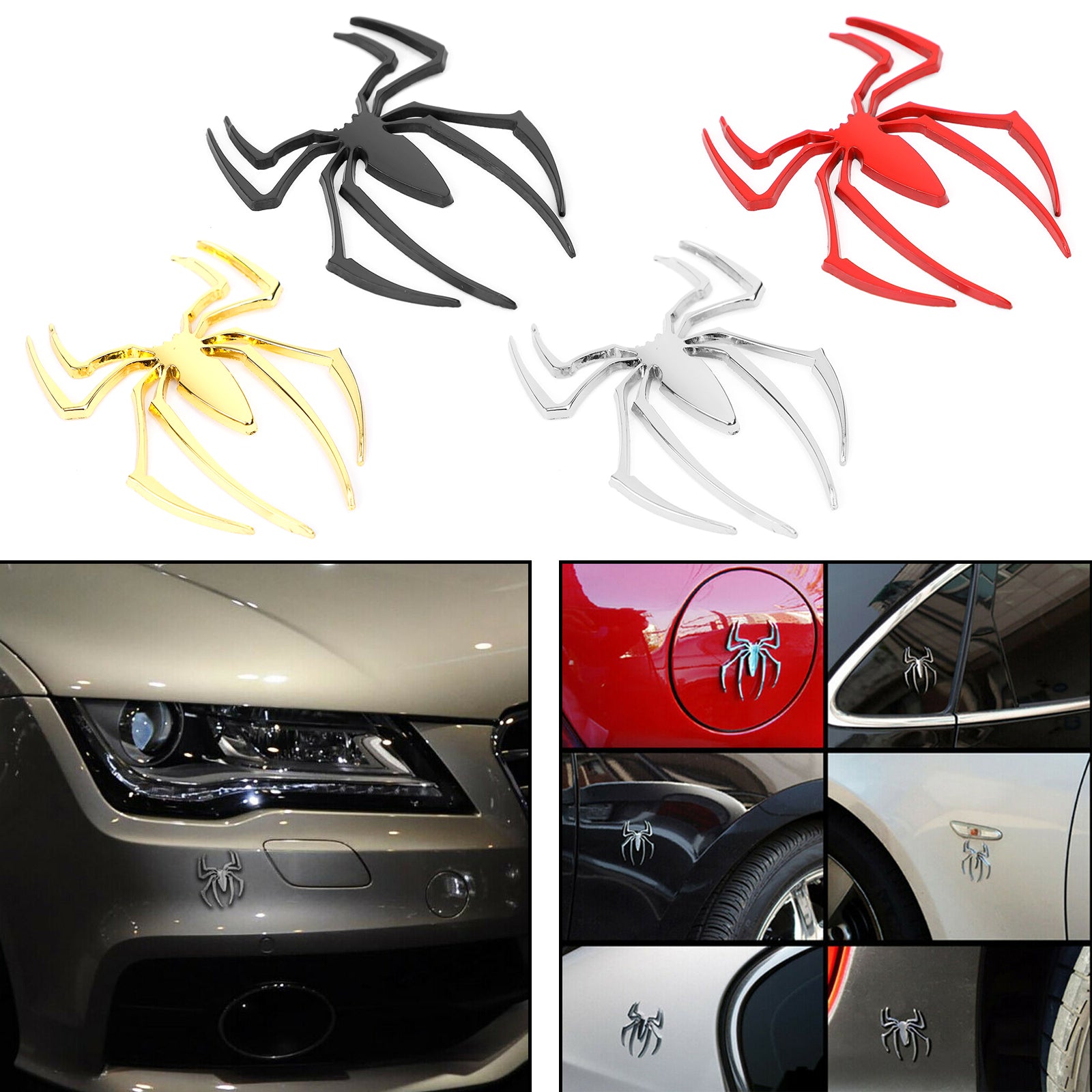 PALASER Auto Logo Car Sticker Metal Badge Emblem Spider Shape 3D Car Decal Sticker Diy