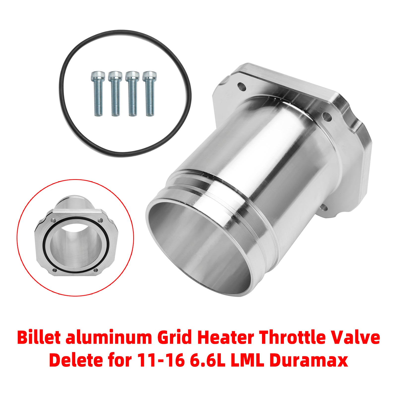 PALASER 2011-2016 6.6L Lml Duramax Billet Aluminum Grid Heater Throttle Valve Delete - Image 2