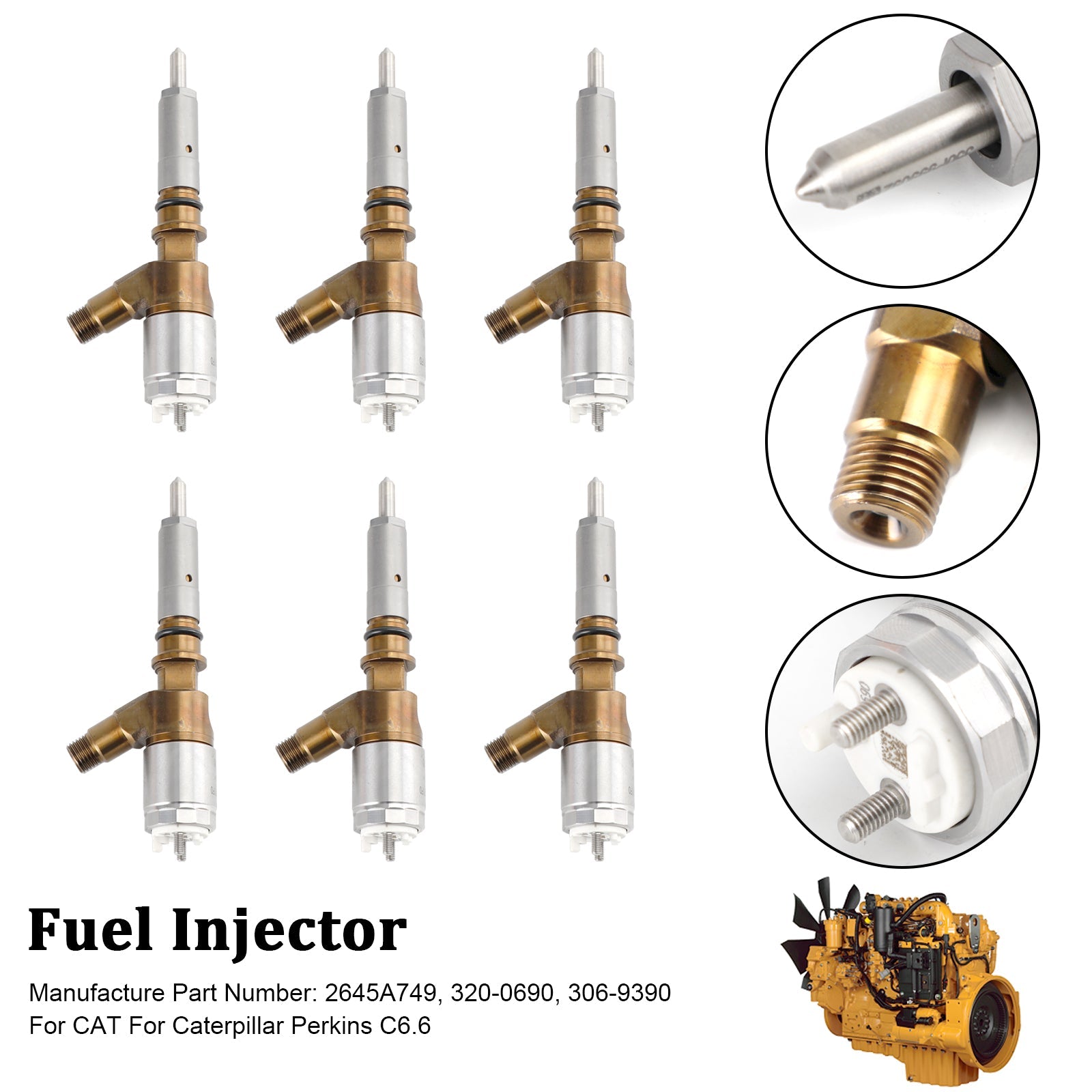 PALASER Cat For Caterpillar Perkins C6.6 6PS Fuel Injectors 306-9390 2645A749 320-0690 - Image 11