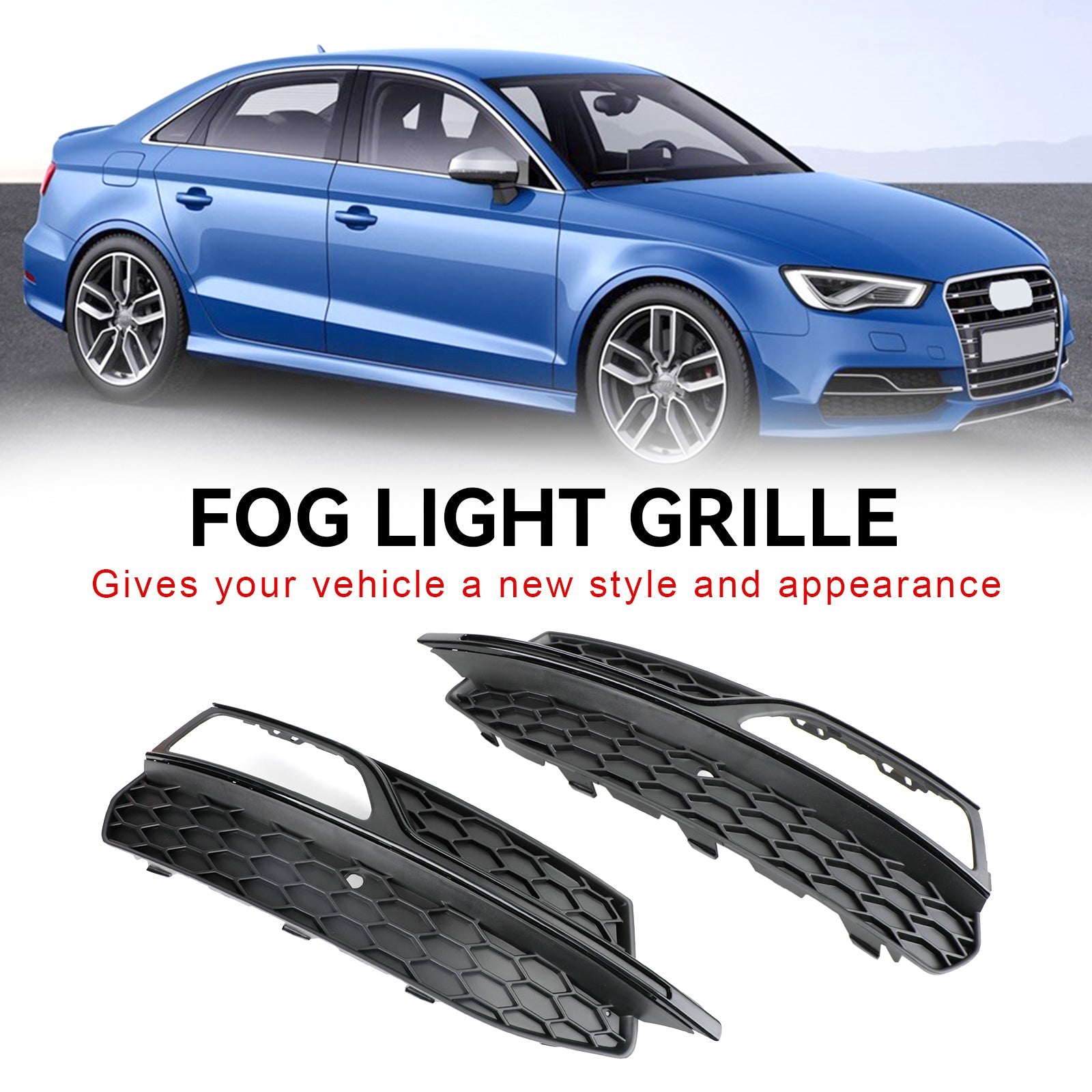 PALASER 2013-2017 Audi S3 Lower Bumper Fog Light Cover Grill 8V3807681G 8V3807682G - Image 9