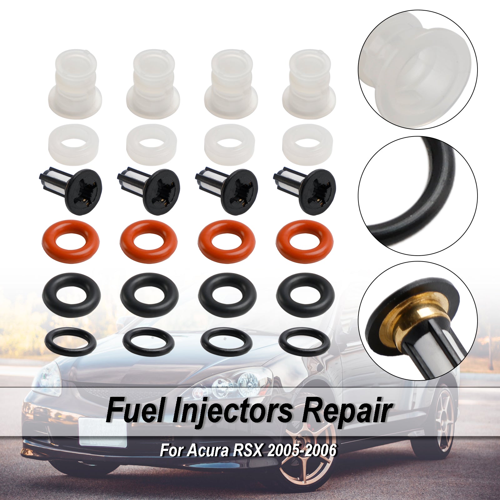 PALASER 2005-2006 Acura Rsx Fuel Injector Repair O-rings Seals Kit 16450-PRB-A01 - Image 5