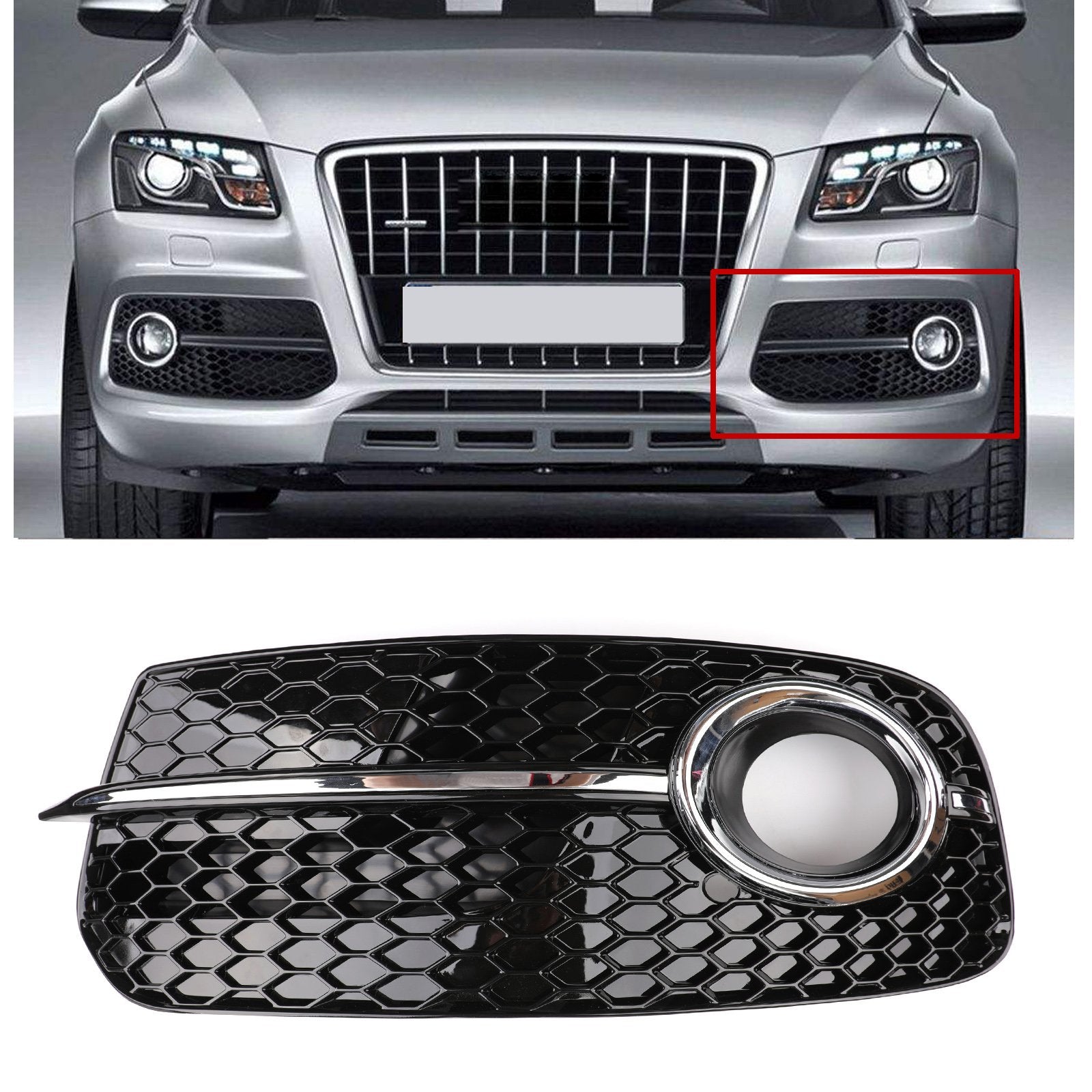 PALASER ABS Front Fog Lamp Lower Grille Grill Cover Kit For 2013-2016 Audi Q5 - Image 5
