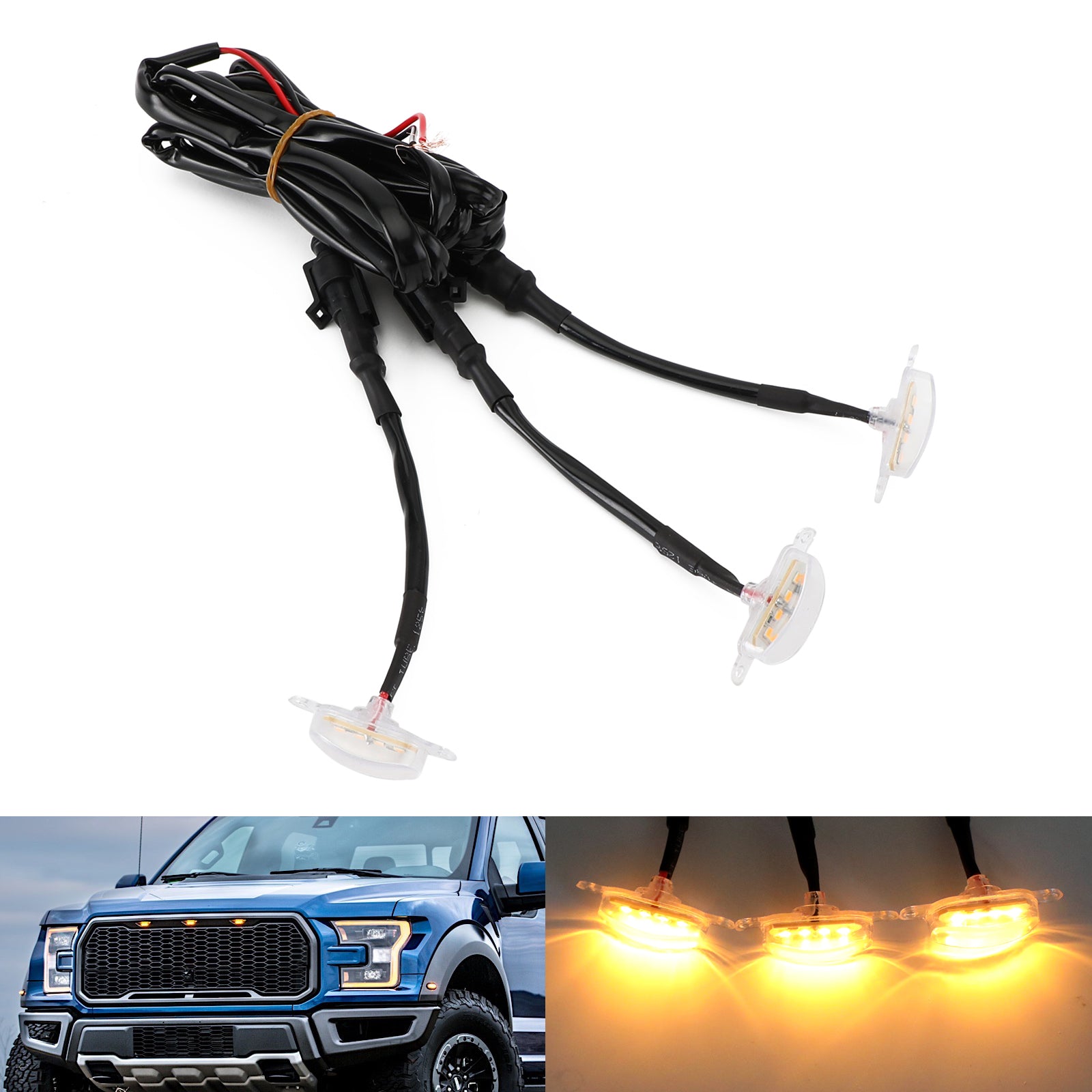 PALASER LED Lamp F-150 Ford Raptor Front Grille 3pcs Running Light - Image 6