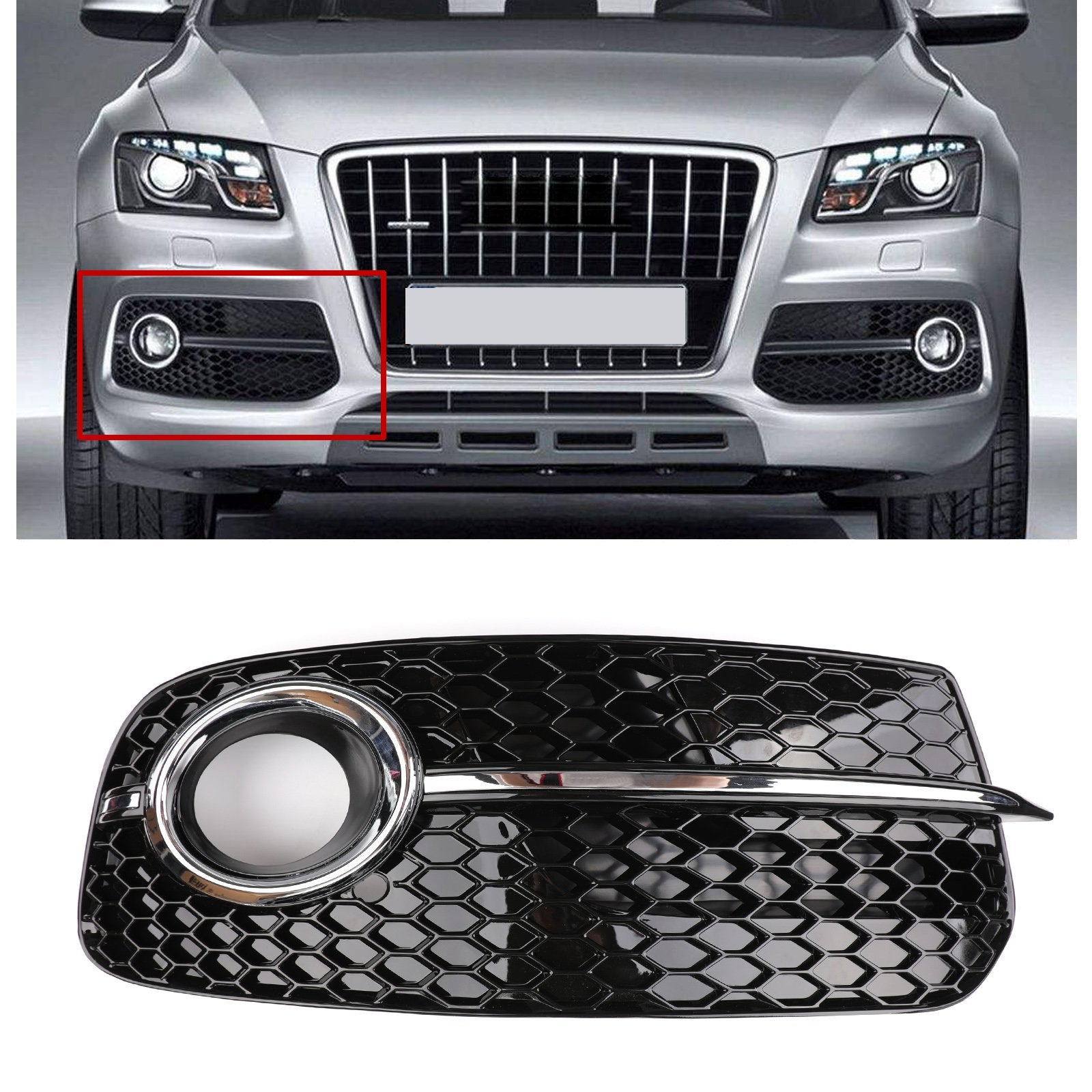 PALASER ABS Front Fog Lamp Lower Grille Grill Cover Kit For 2013-2016 Audi Q5 - Image 6